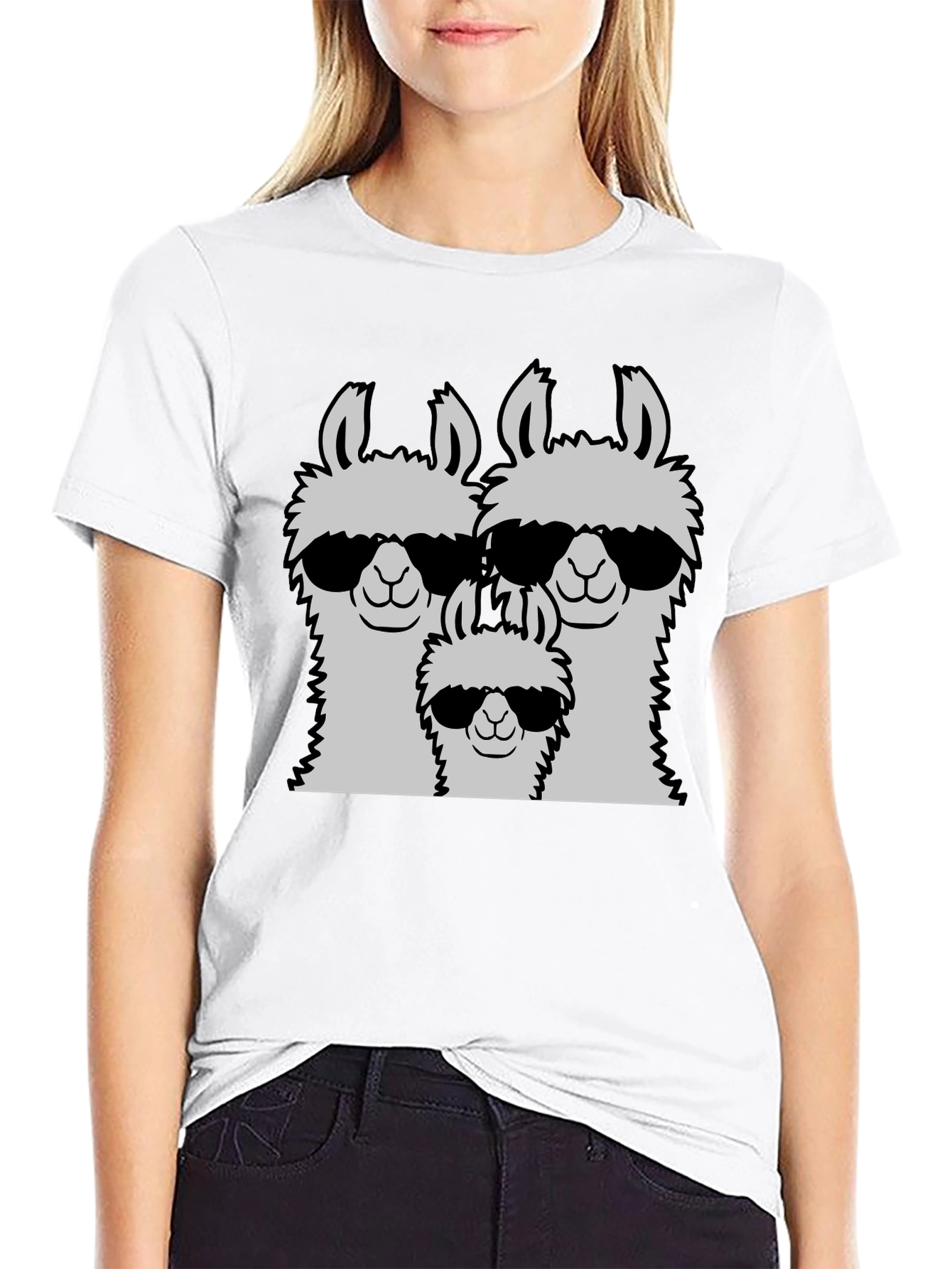 Black Llama Family T-Shirt - Cool Llama Dad, Mom, and Baby view 9