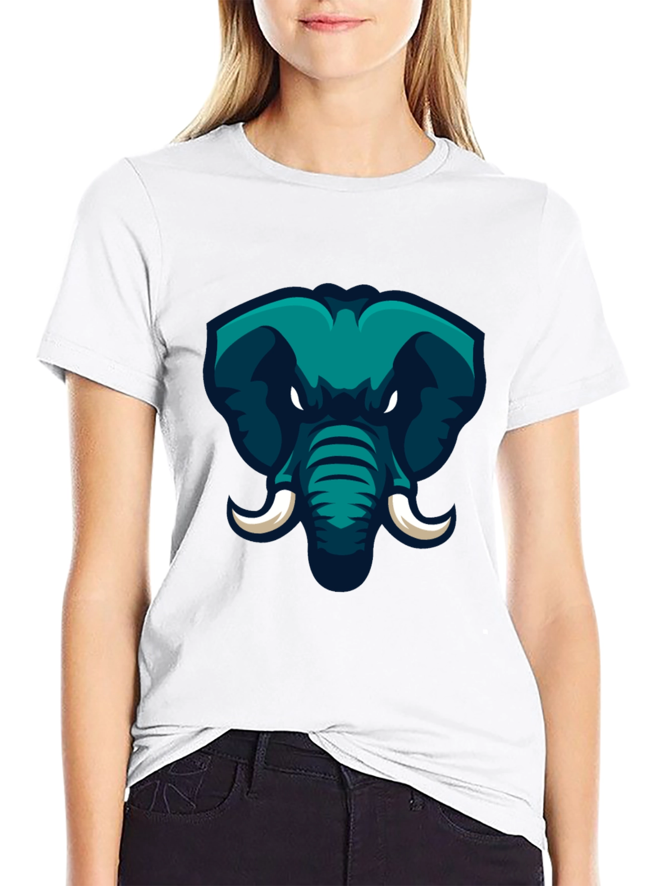 Black Elephant Graphic Print Black T-Shirt view 9