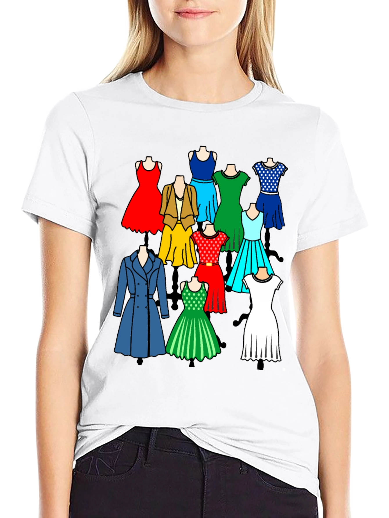 Black Colorful Dresses Graphic Tee view 9