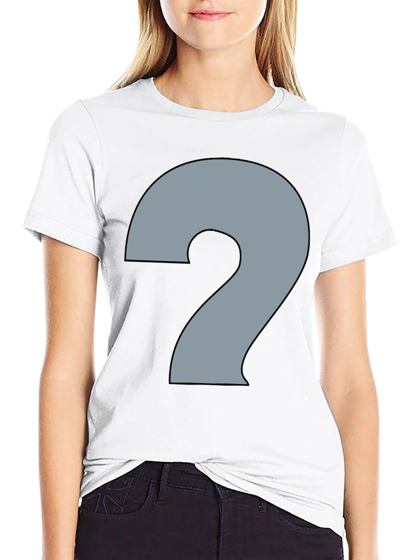 Black Men's Black T-Shirt with Question Mark Graphic view 9