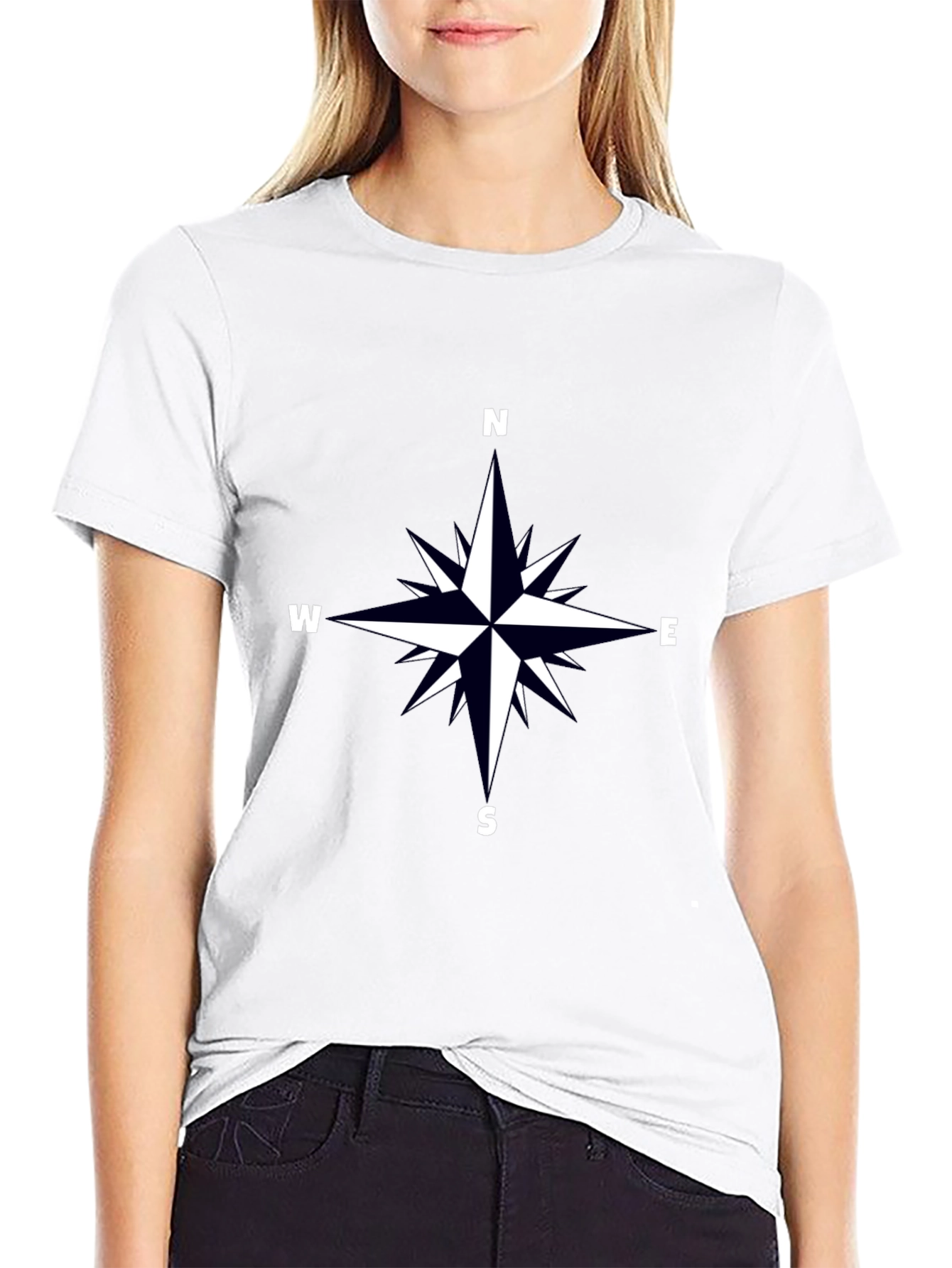 Black Compass Rose Graphic Tee - Black view 9