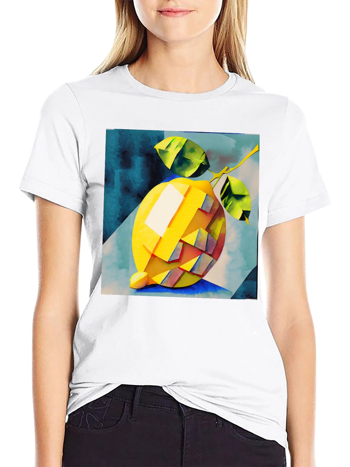 Black Abstract Lemon Graphic Tee - Stylish & Unique Design view 9