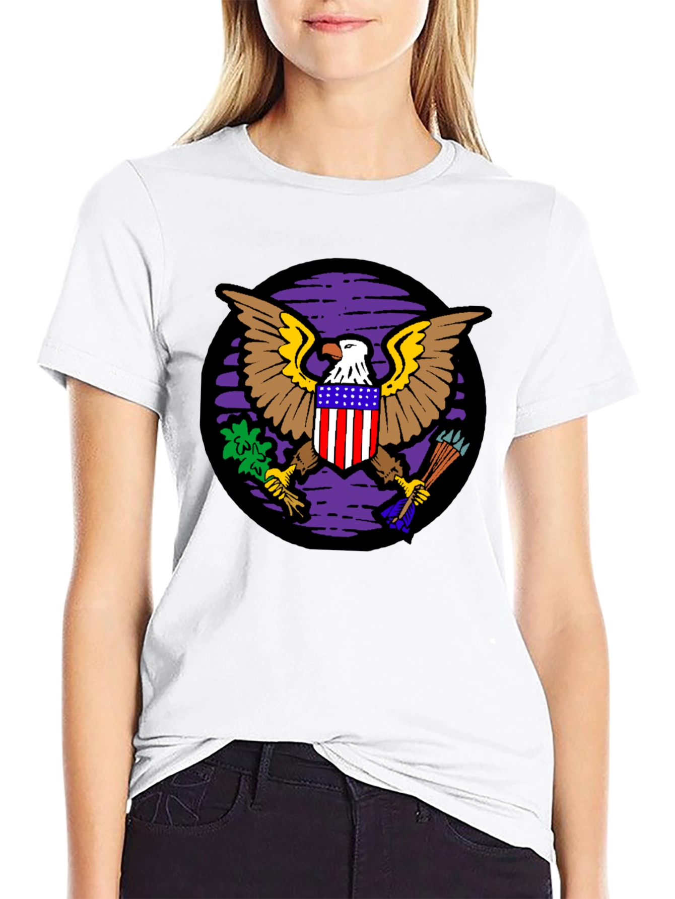 Black American Eagle Graphic Black T-Shirt view 9