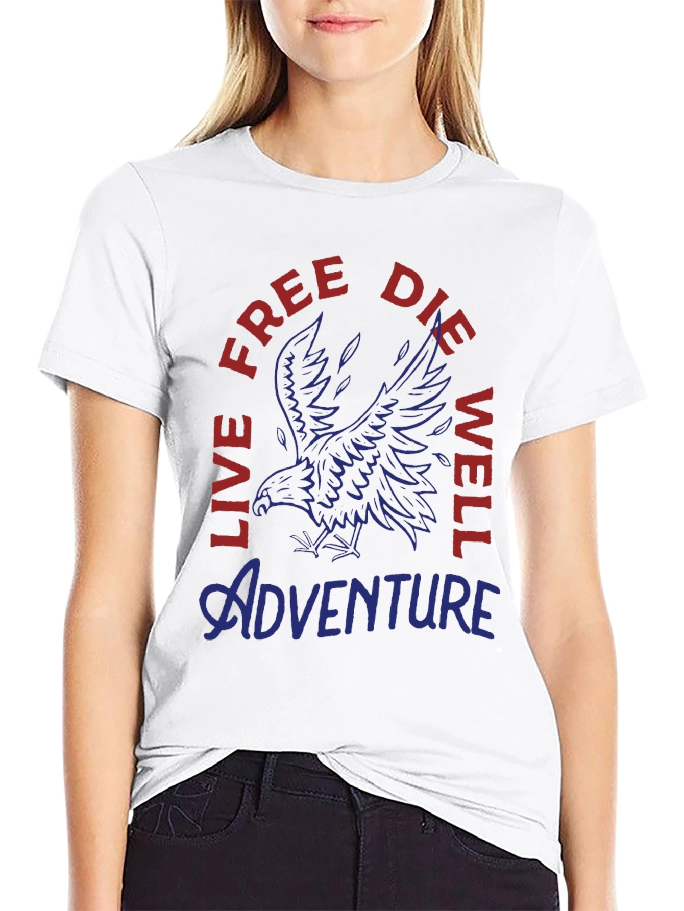 Black Adventure Eagle Graphic Print Men's T-Shirt view 9