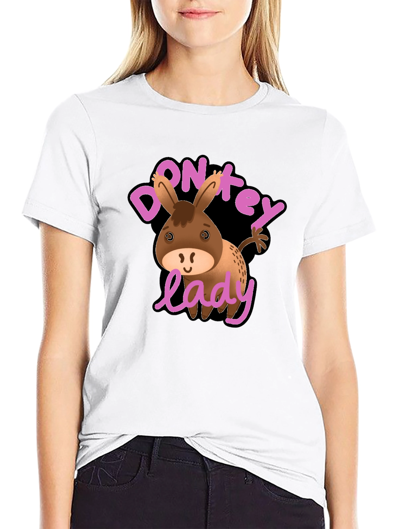 Black Donkey Lady Graphic T-Shirt, Novelty Humor Tee view 9
