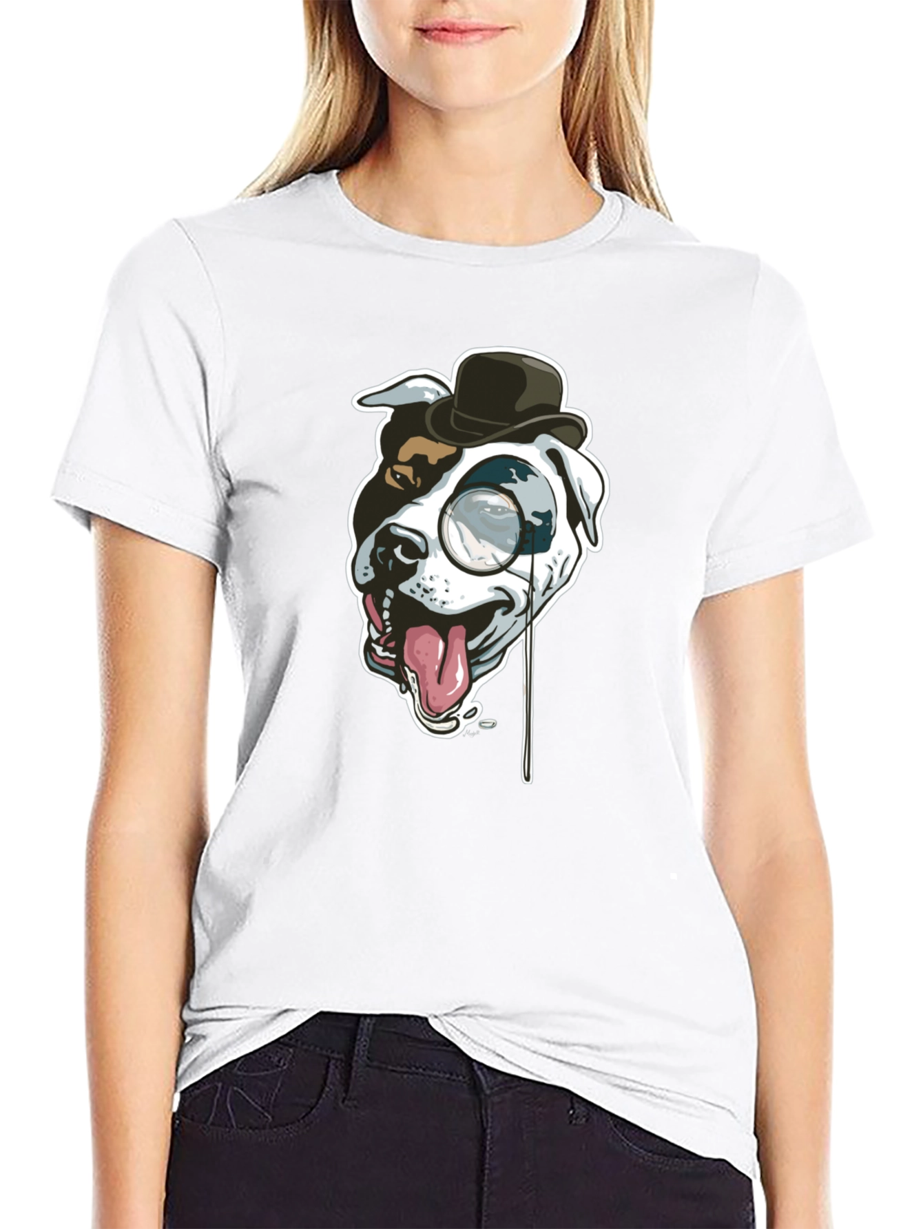 Black Dog with Monocle Graphic Tee view 9