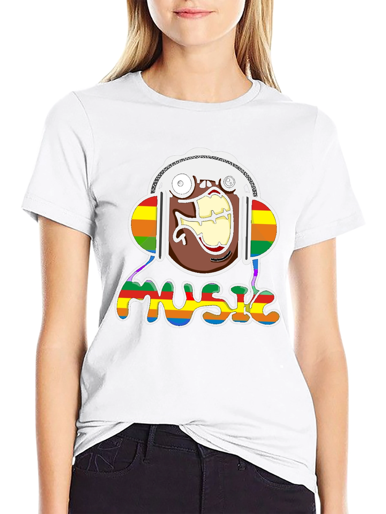 Black Music Lover T-Shirt - Rainbow Design view 9