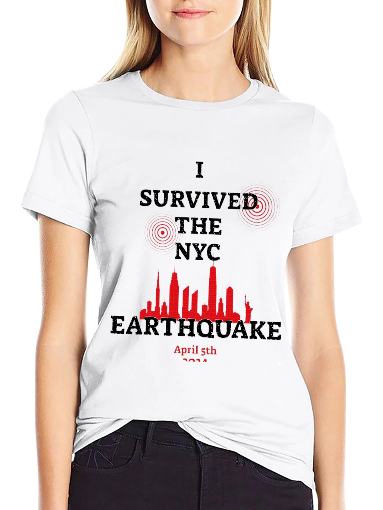 Black I Survived the NYC Earthquake T-Shirt view 9