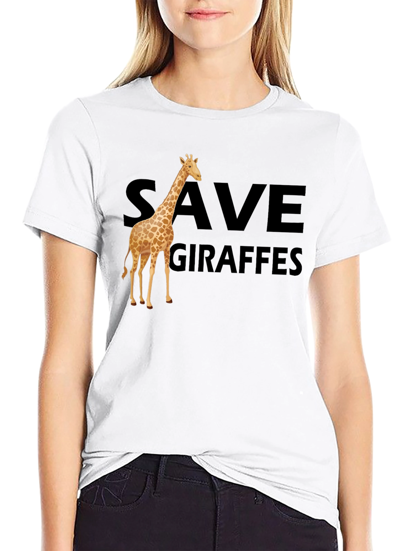 Black Save Giraffes T-Shirt - Animal Lover Tee view 9