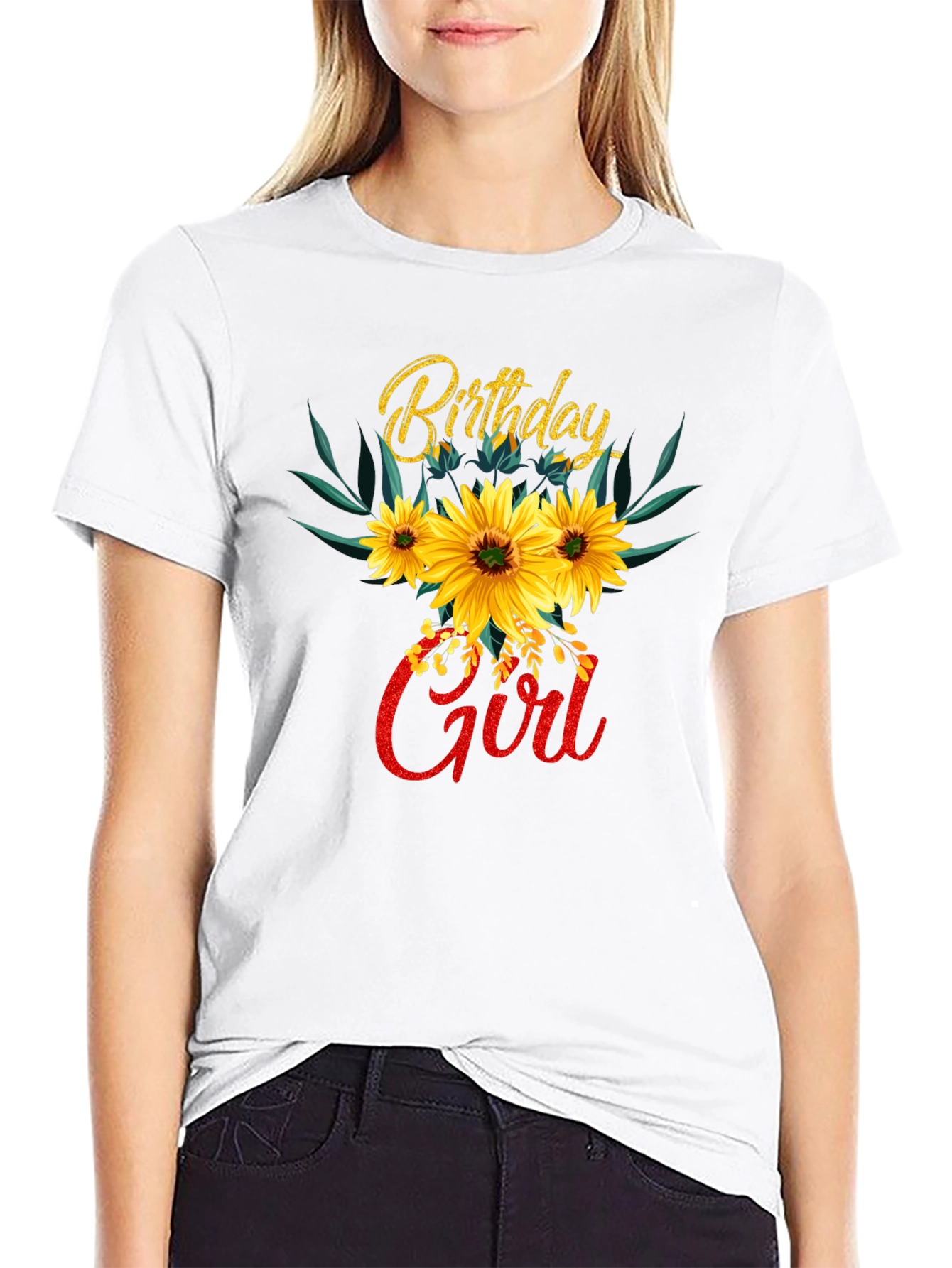 Black Birthday Girl Sunflower T-Shirt view 9