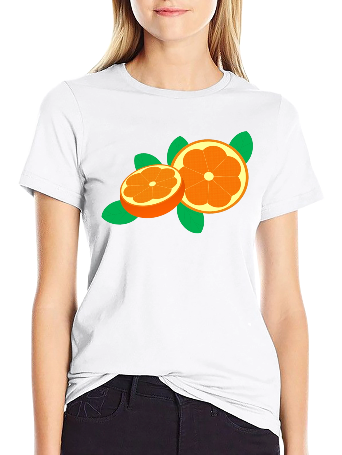 Black Orange Slice Graphic Tee - Trendy Fruit Design view 9