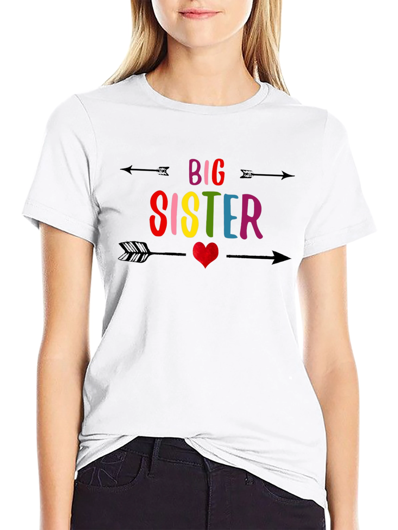 Black Big Sister Arrow Heart Tee view 9