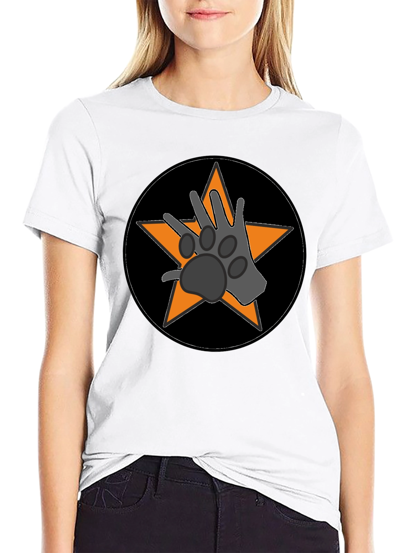 Black Paw Star Graphic Tee - Black Cotton Blend view 9