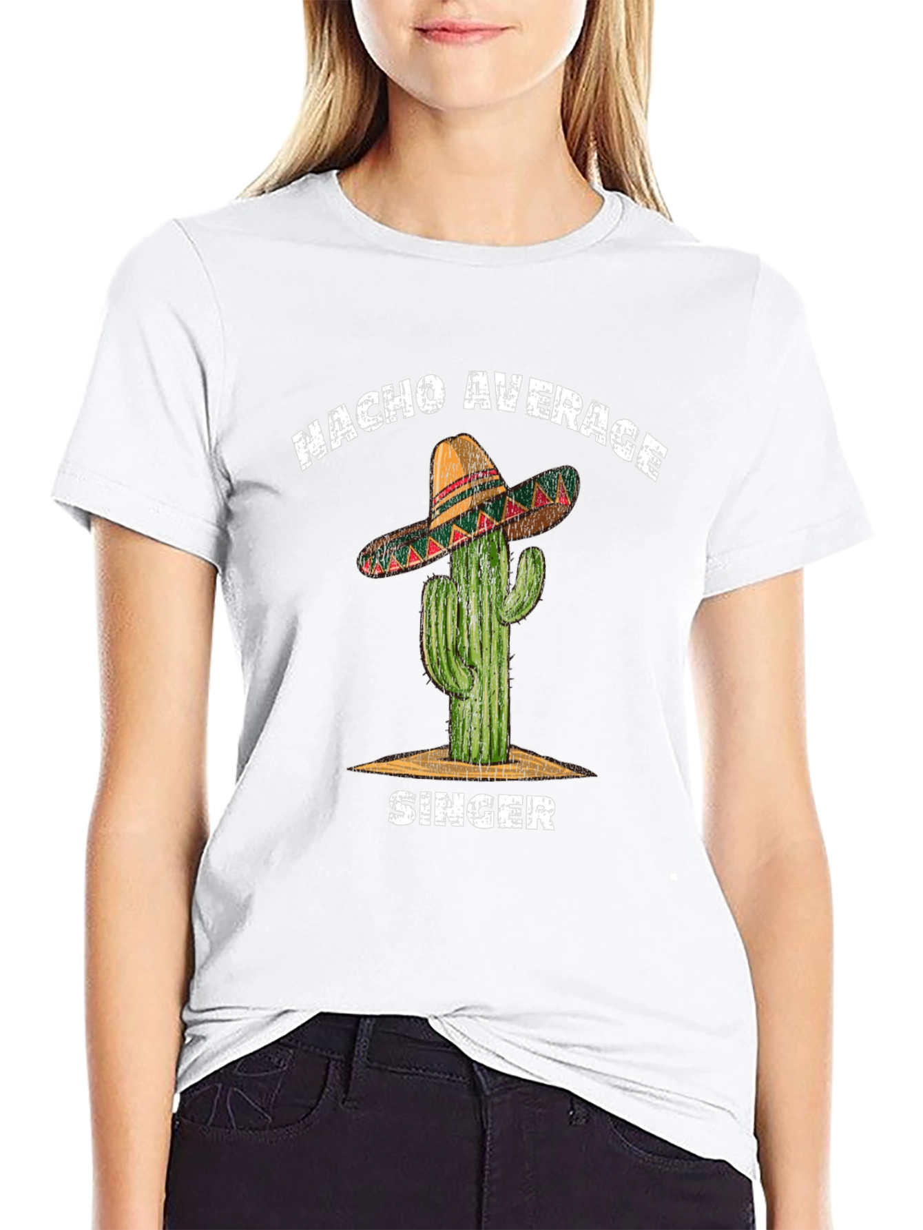 Black Nacho Average Singer T-Shirt - Cactus Sombrero Tee view 9