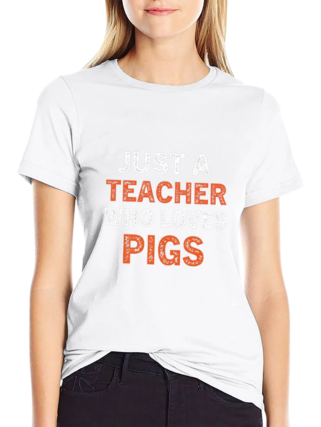 Black Teacher Loves Pigs Graphic Tee view 9