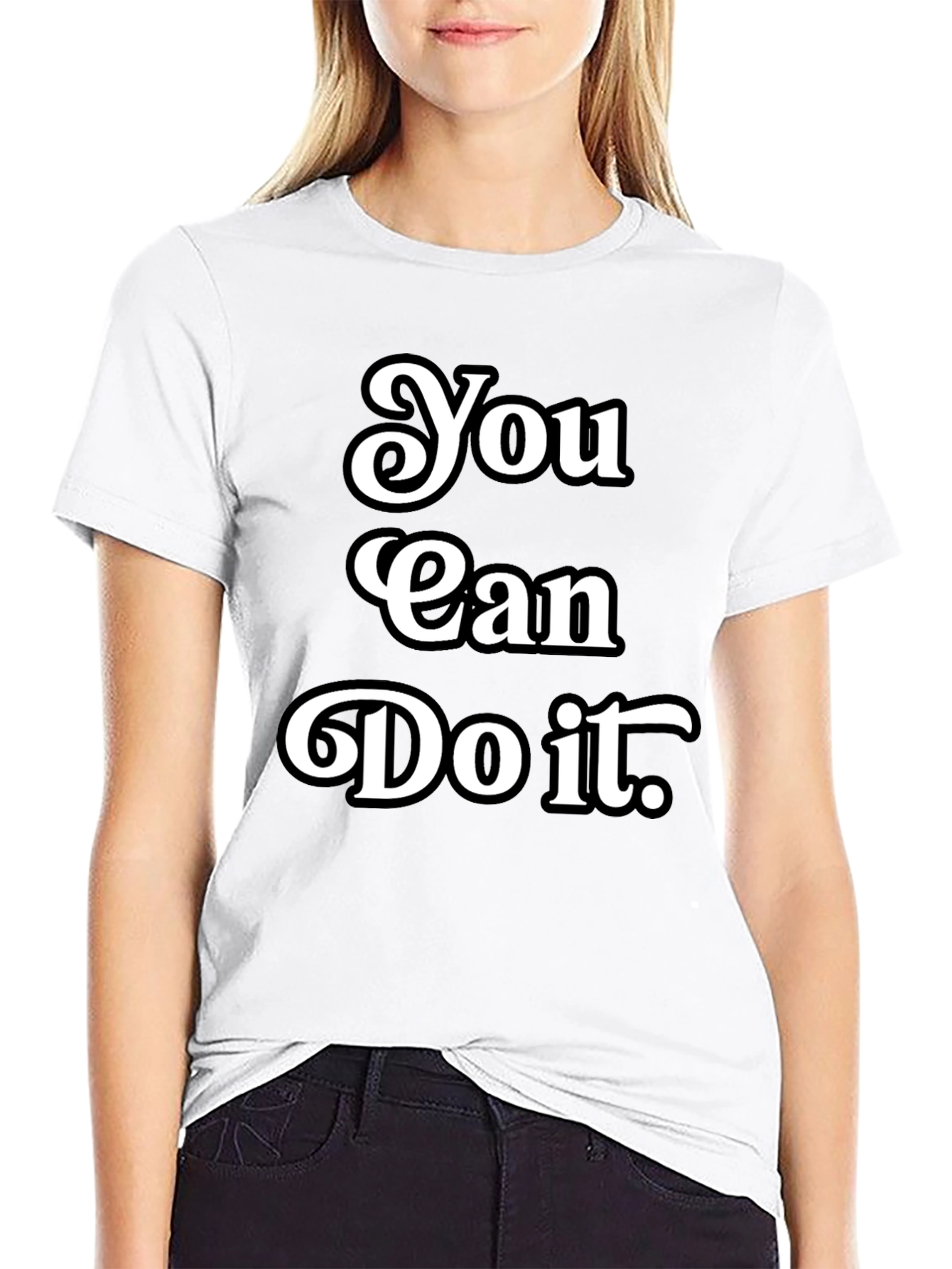 Black Motivational 'You Can Do It' Black T-Shirt view 9