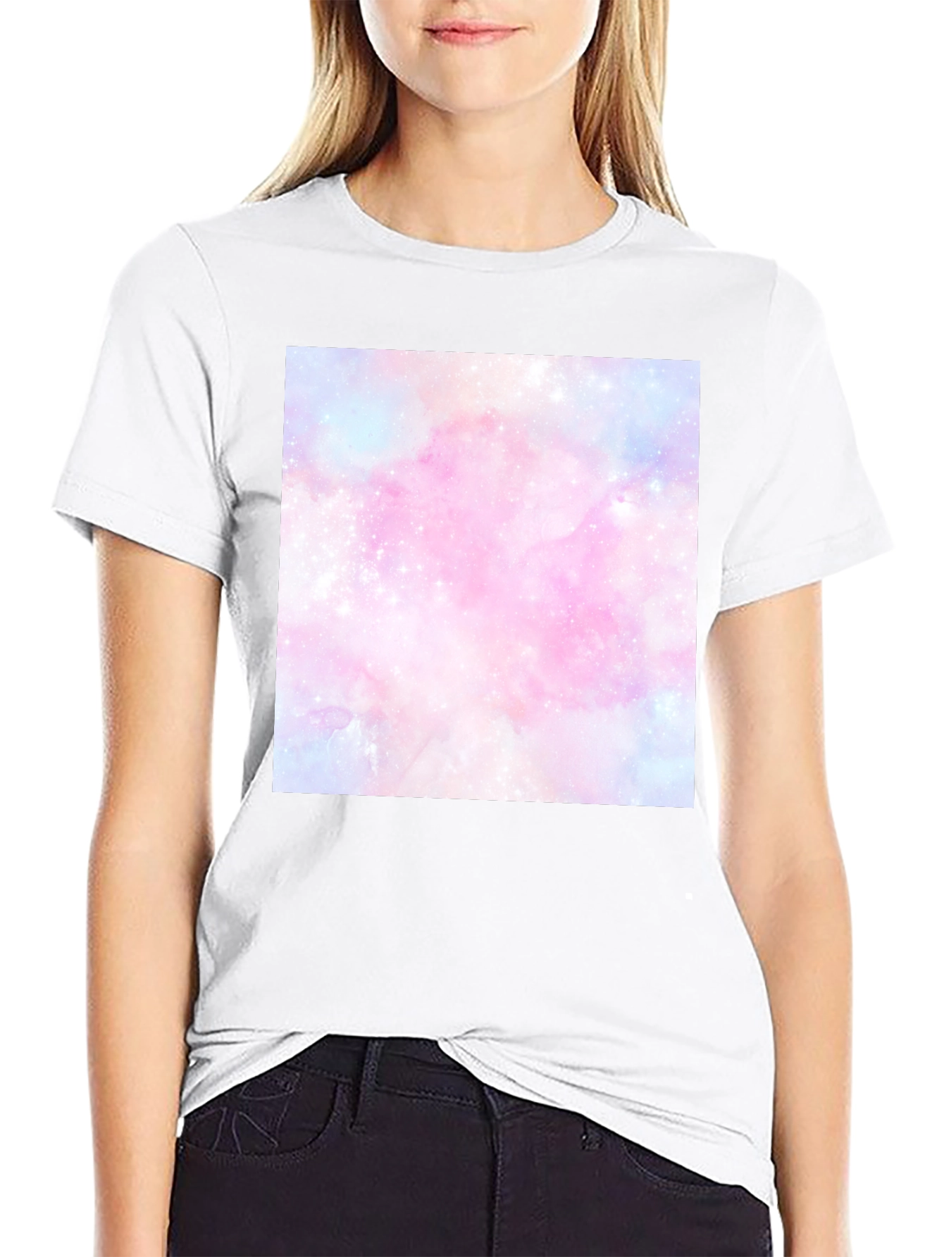 Black Galaxy Print Black T-Shirt view 9
