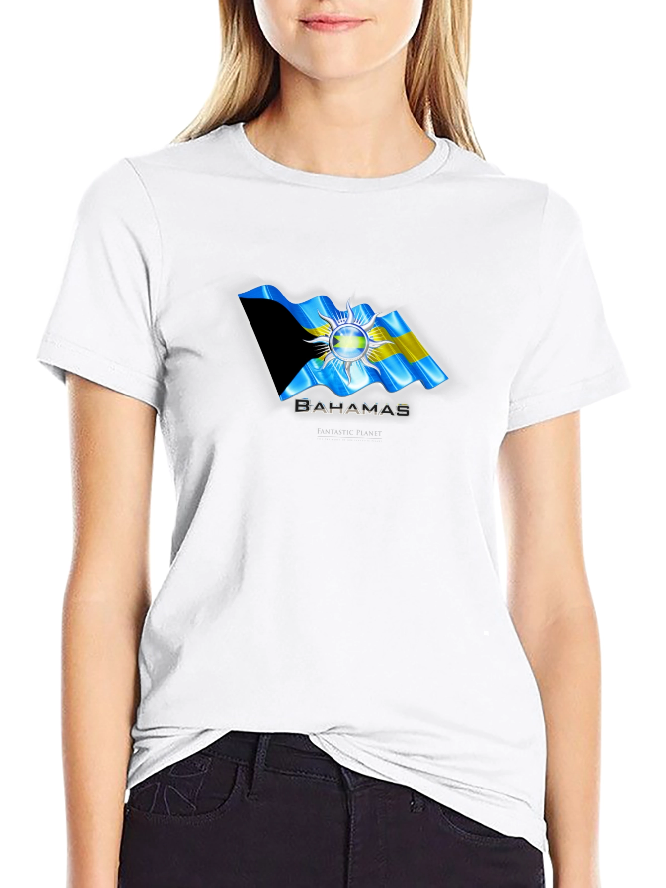 Black Bahamas Flag Graphic T-Shirt | Stylish Island Pride view 9