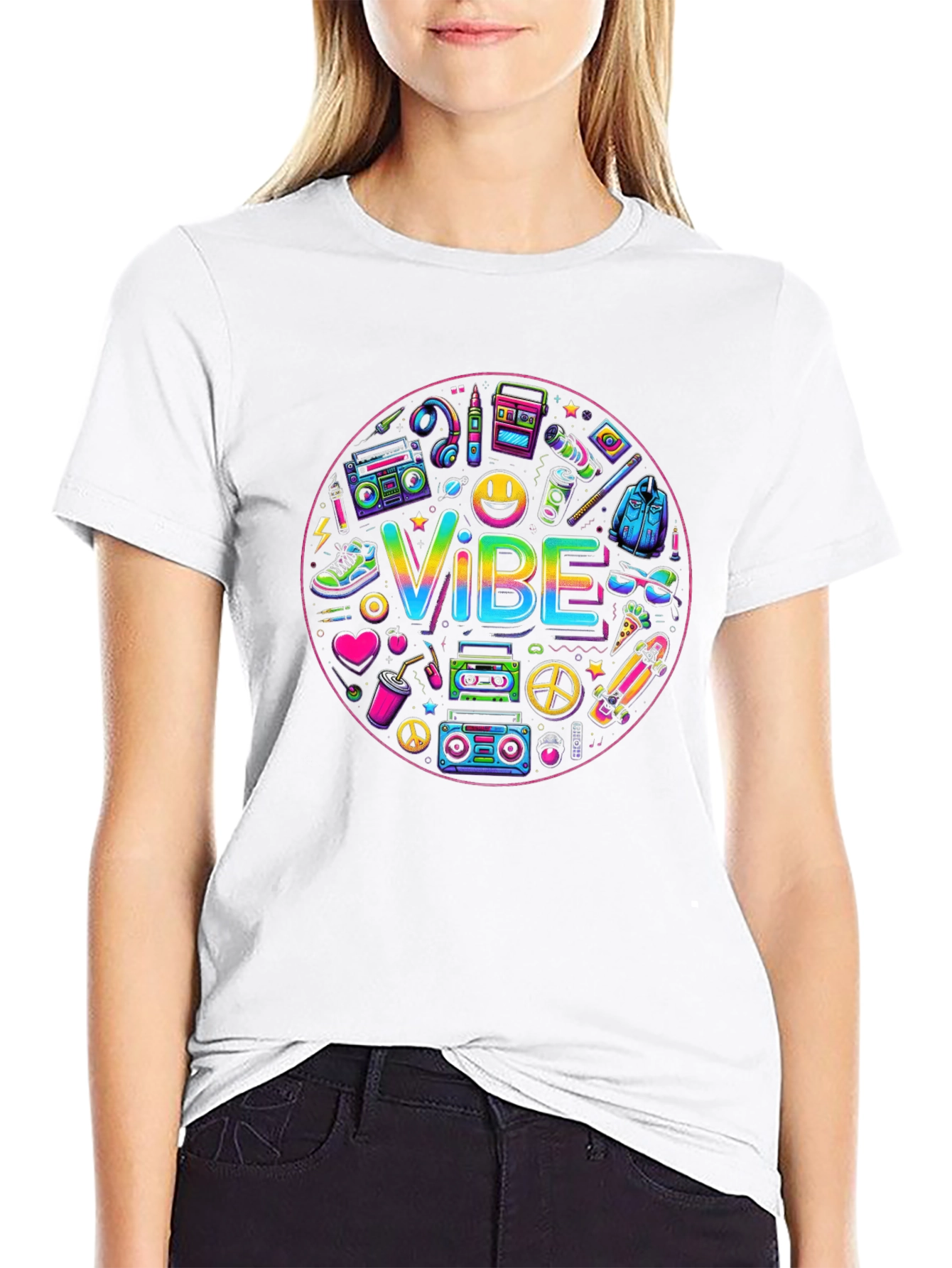 Black Retro Vibe Graphic T-Shirt - Black view 9