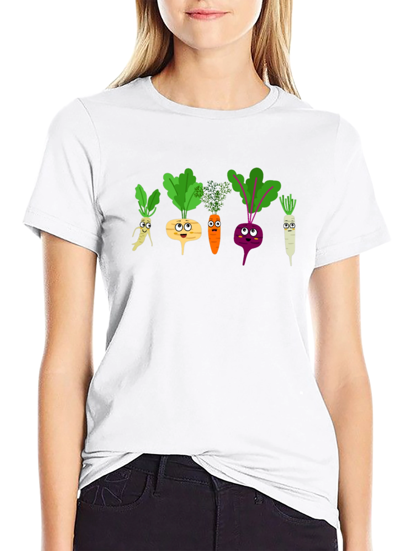 Cartoon Vegetables Graphic Tee - Fun Veggie T-Shirt - 9
