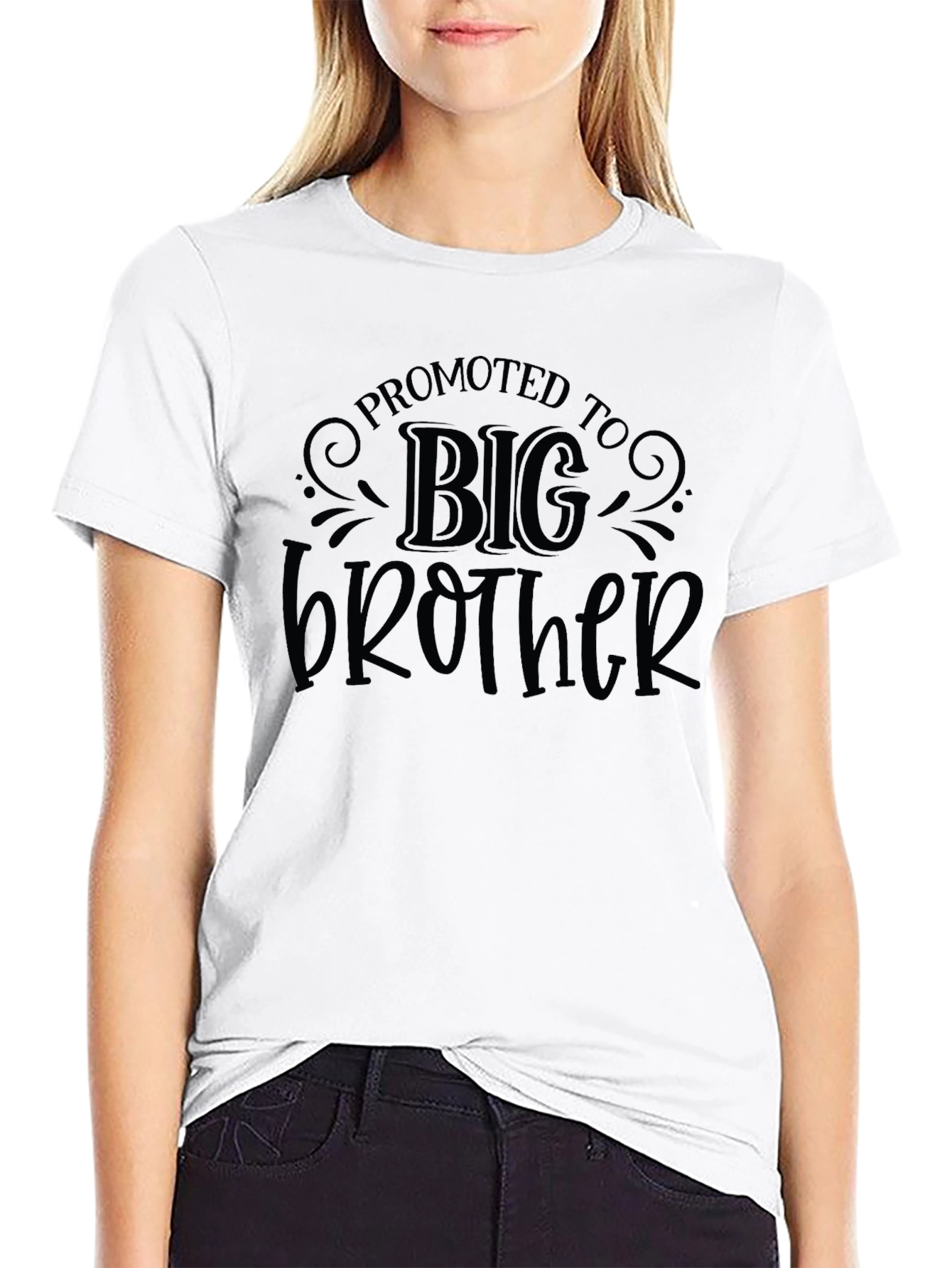 Black Promoted to Big Brother Graphic Tee - Black Cotton T-Shirt view 9