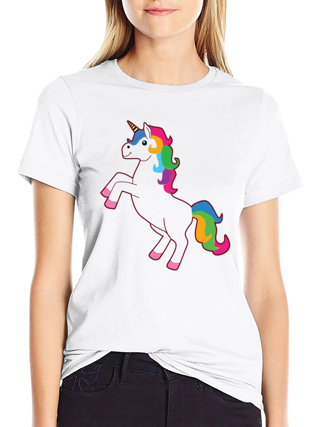Black Black Unicorn Rainbow Mane T-Shirt view 9