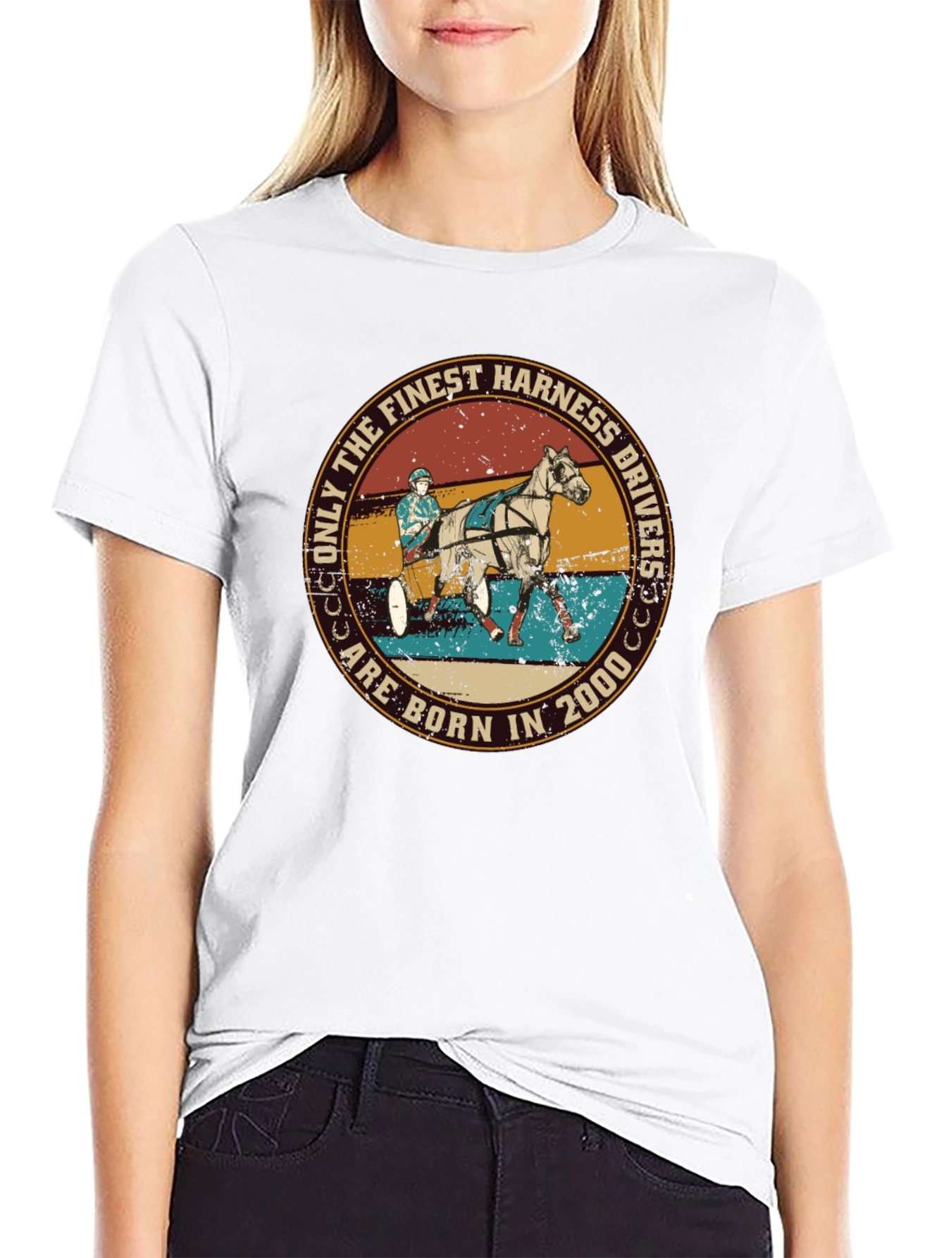 Black Vintage Harness Drivers Born in 2000 T-Shirt view 9