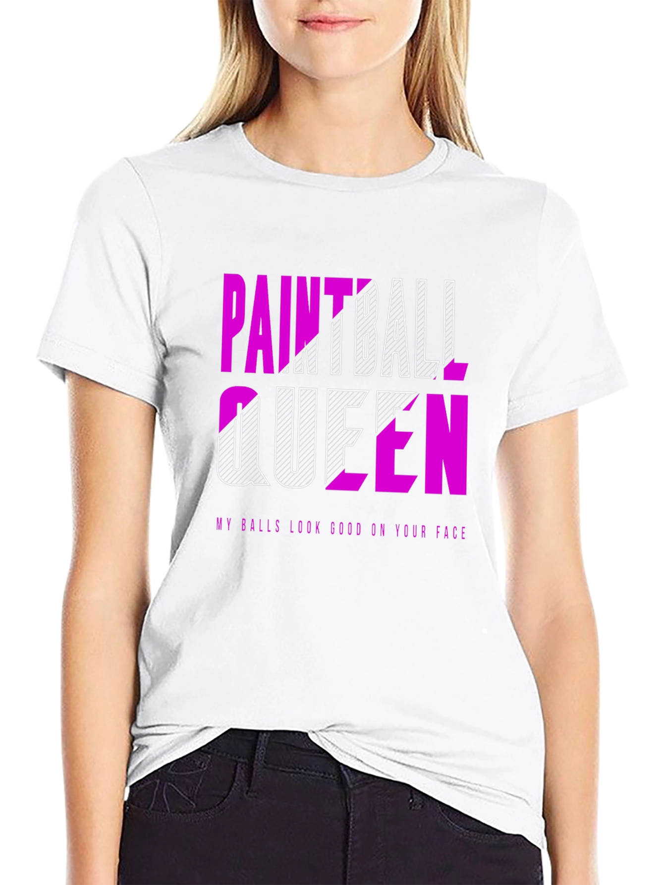 Black Paintball Queen T-Shirt - Funny Graphic Tee view 9