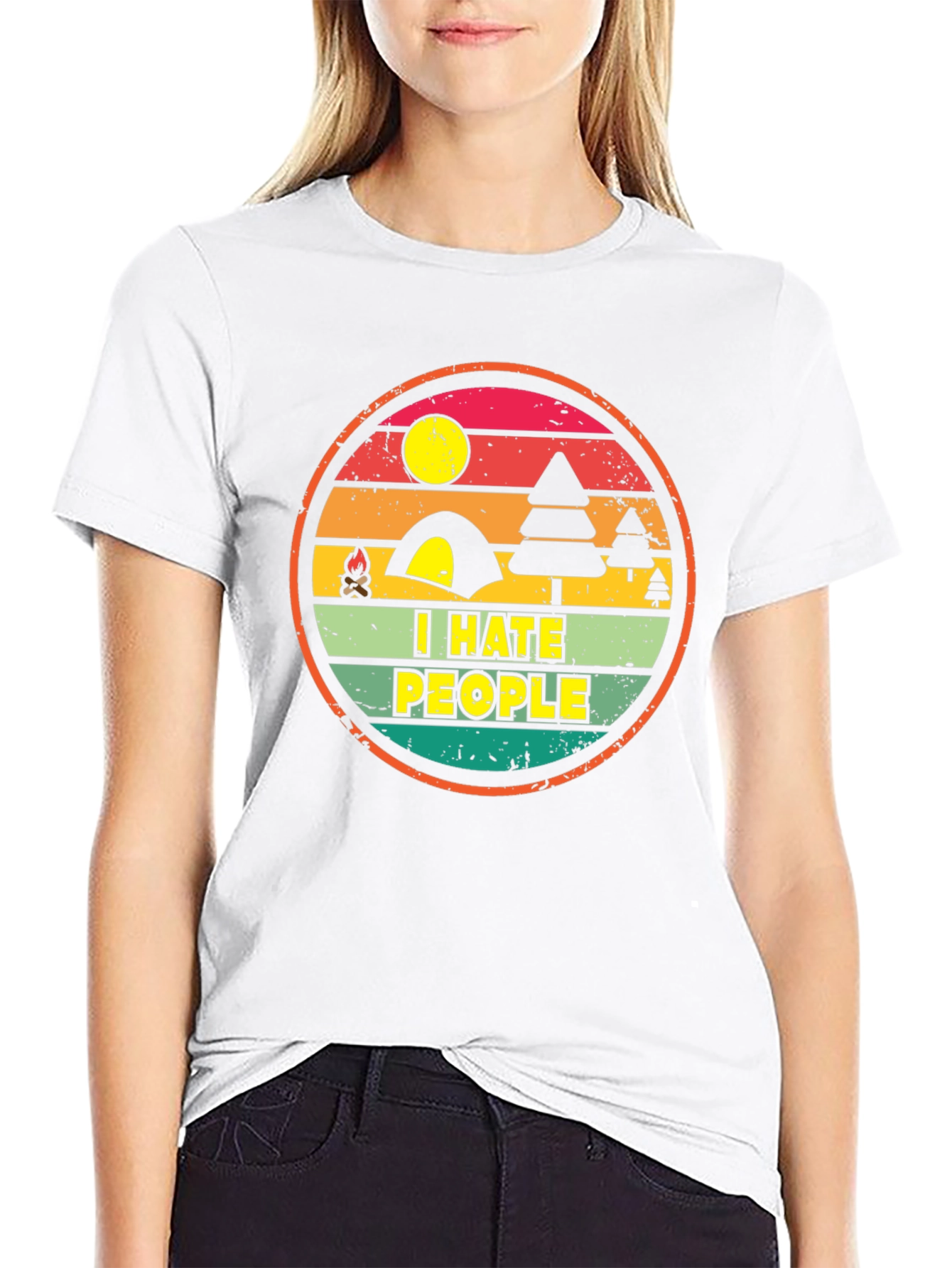 Black I Hate People Camping T-Shirt view 9