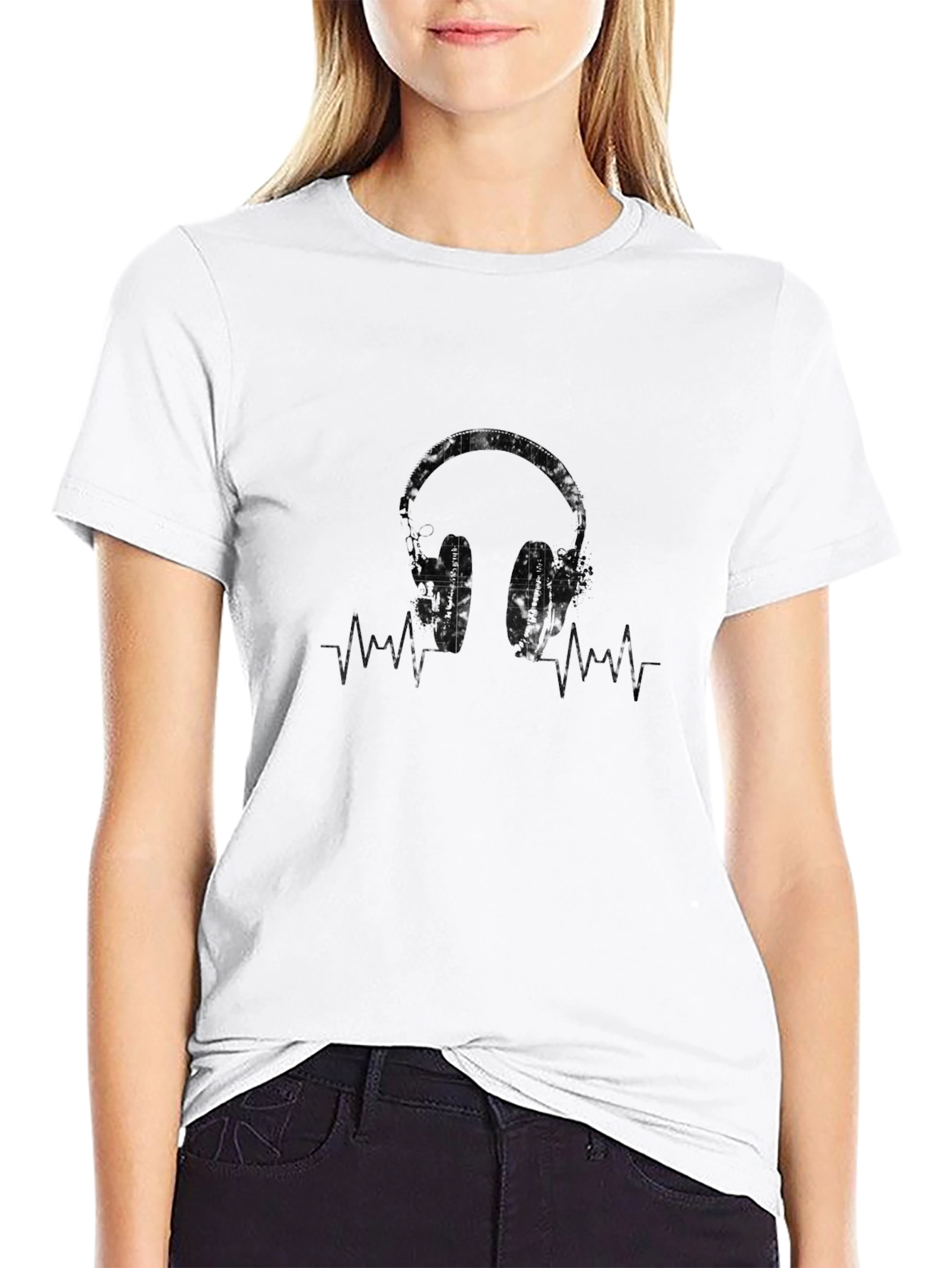 Black Headphones Graphic Tee - Music Lover Shirt view 9