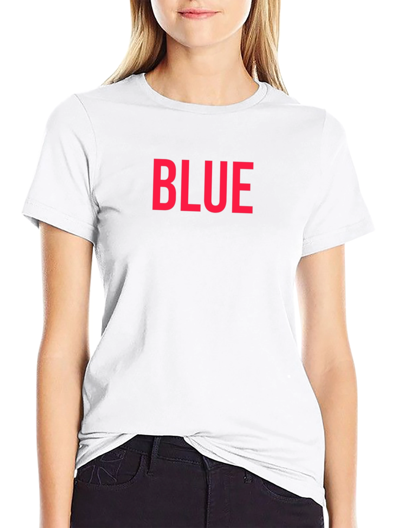 Black BLUE Bold Text Graphic Black T-Shirt view 9