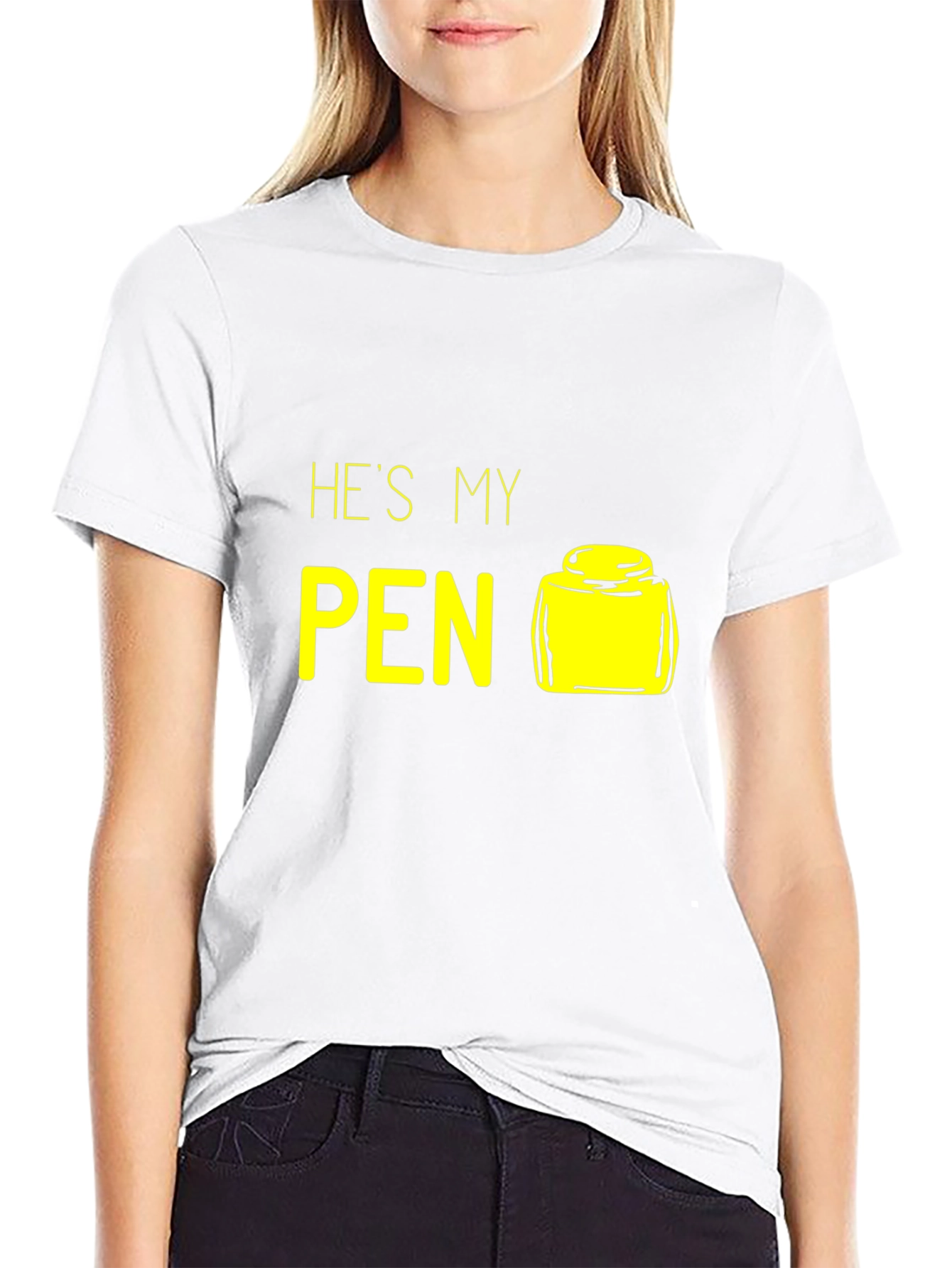 Black He's My Pen Funny Graphic T-Shirt view 9