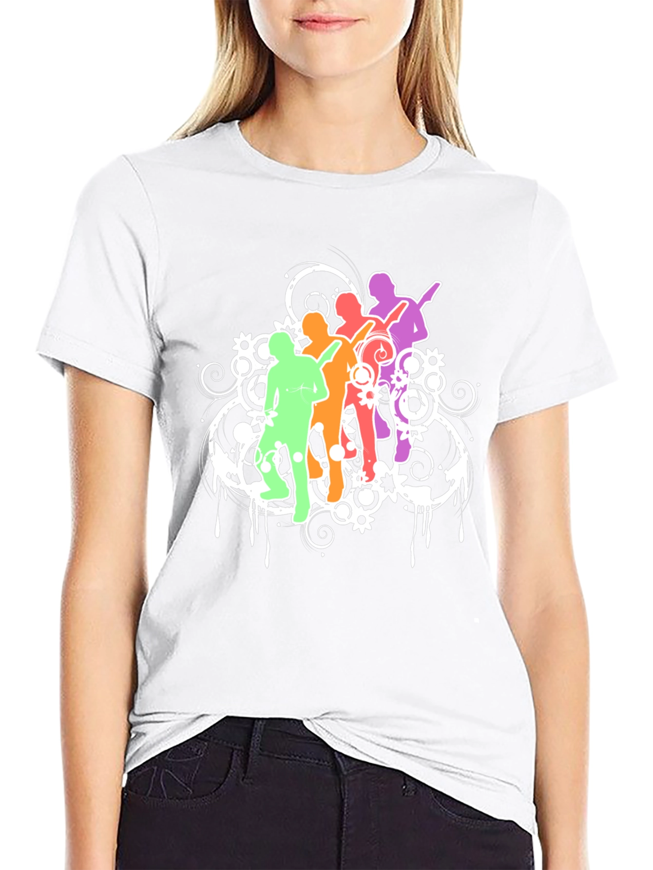 Black Colorful Music Band Graphic Black T-Shirt view 9