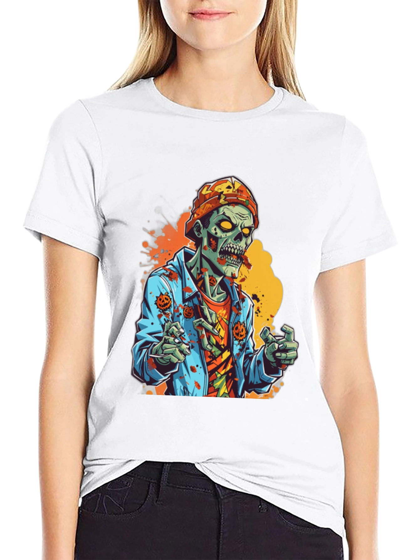 Black Zombie Halloween Graphic Tee view 9
