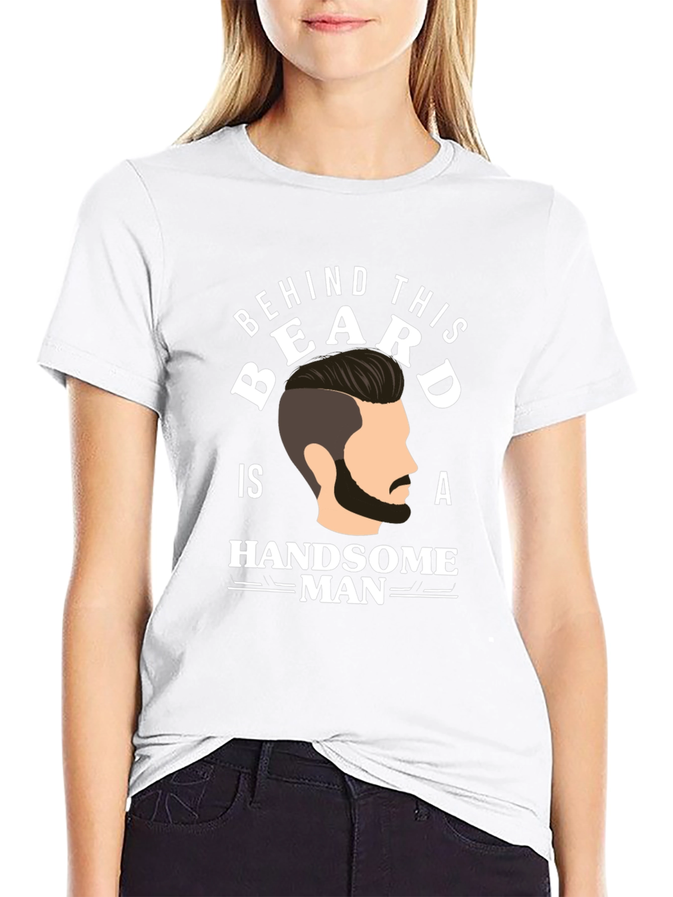 Black Behind This Beard Handsome Man Graphic T-Shirt view 9