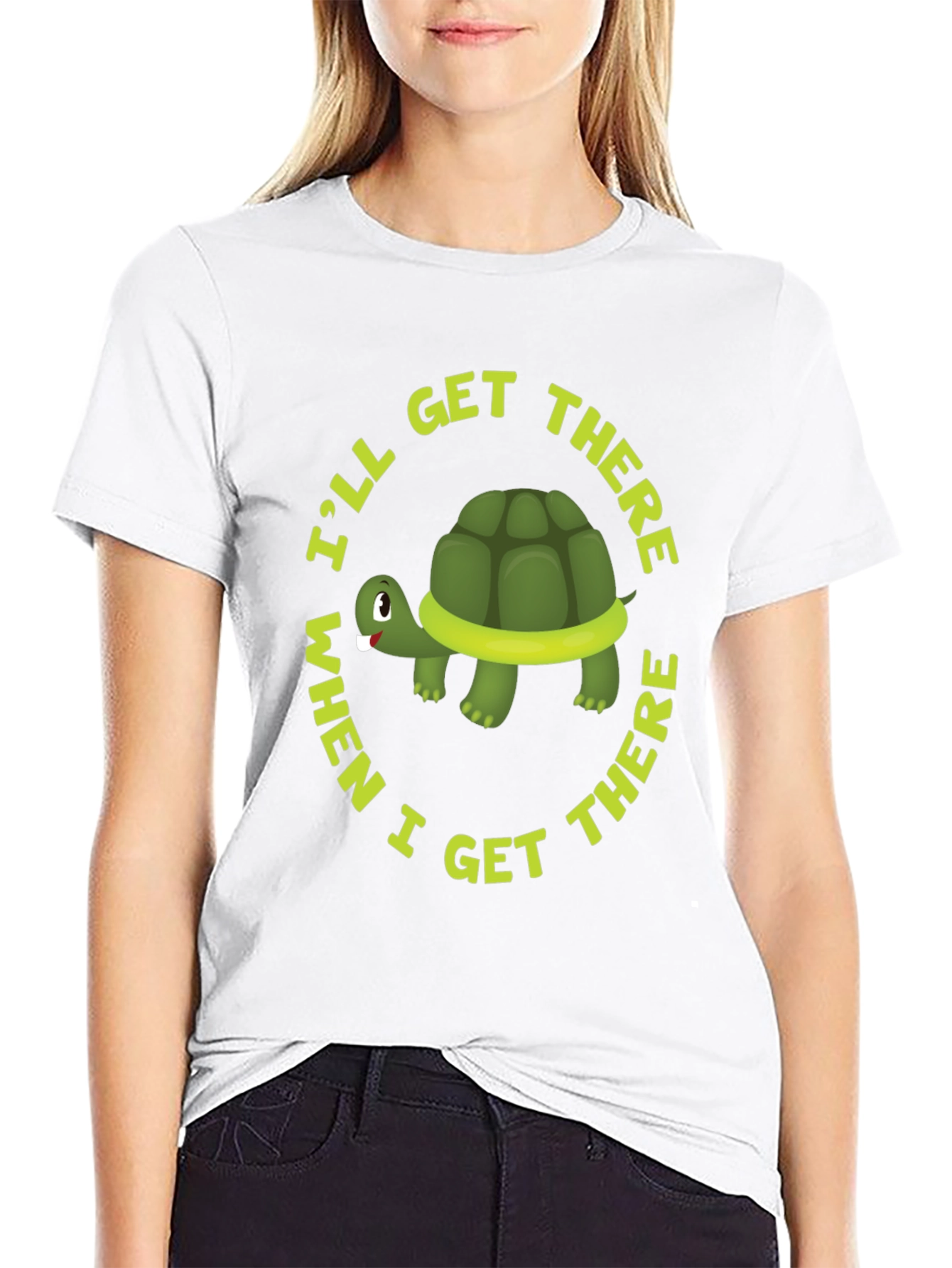 Black Funny Turtle Graphic T-Shirt - I'll Get There When I Get There view 9