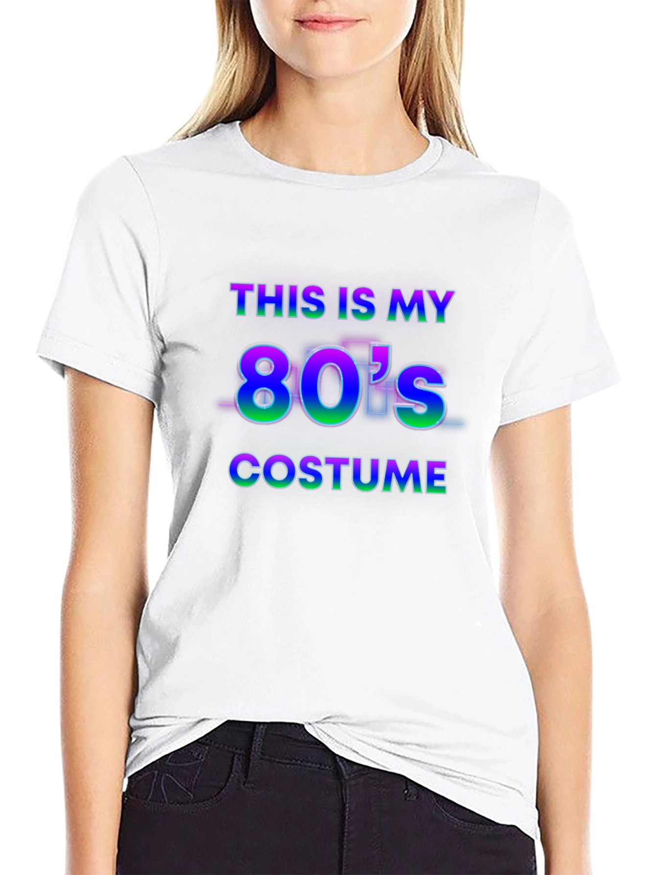 Black Retro 80's Costume T-Shirt view 9
