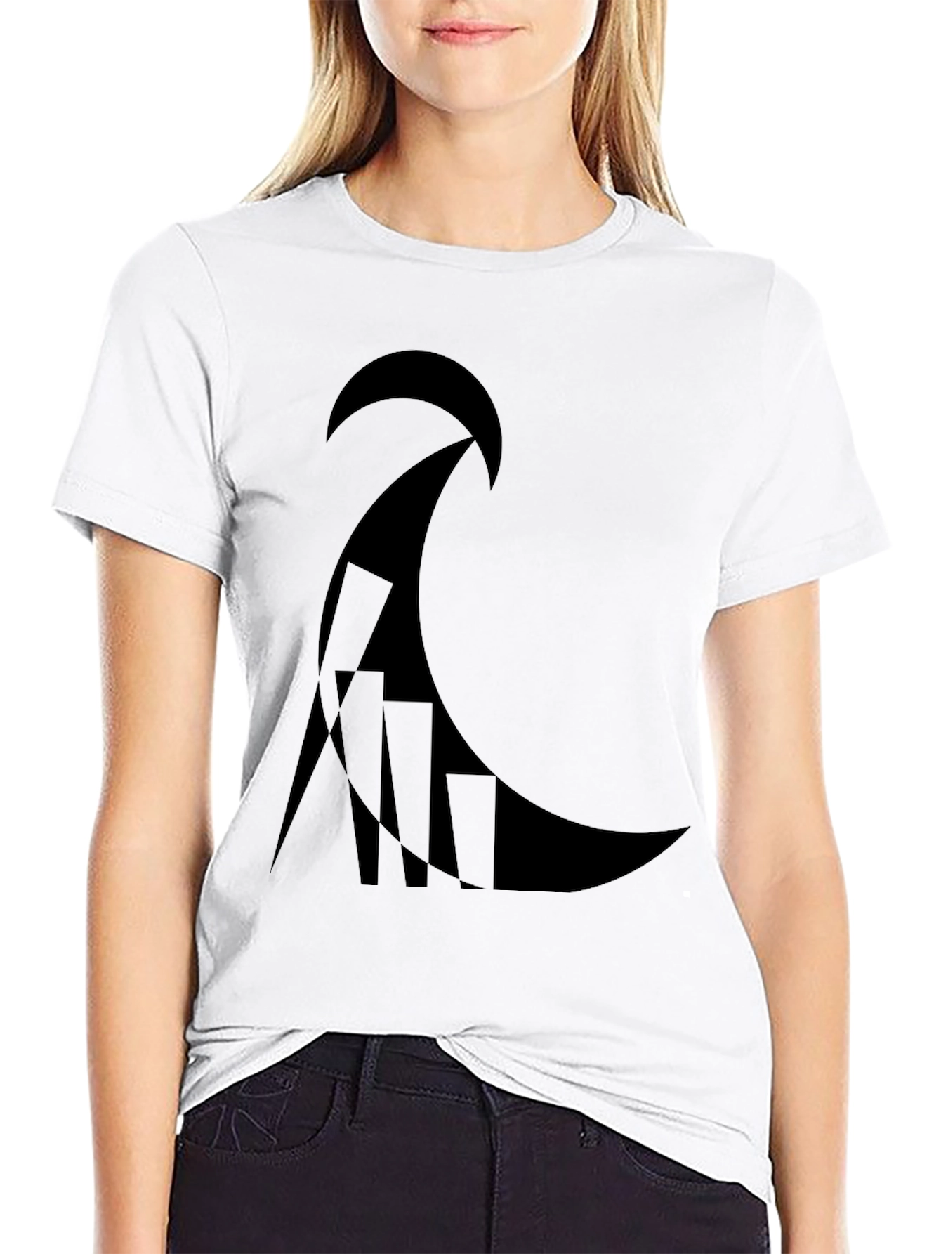 Black Abstract Graphic Black T-Shirt view 9