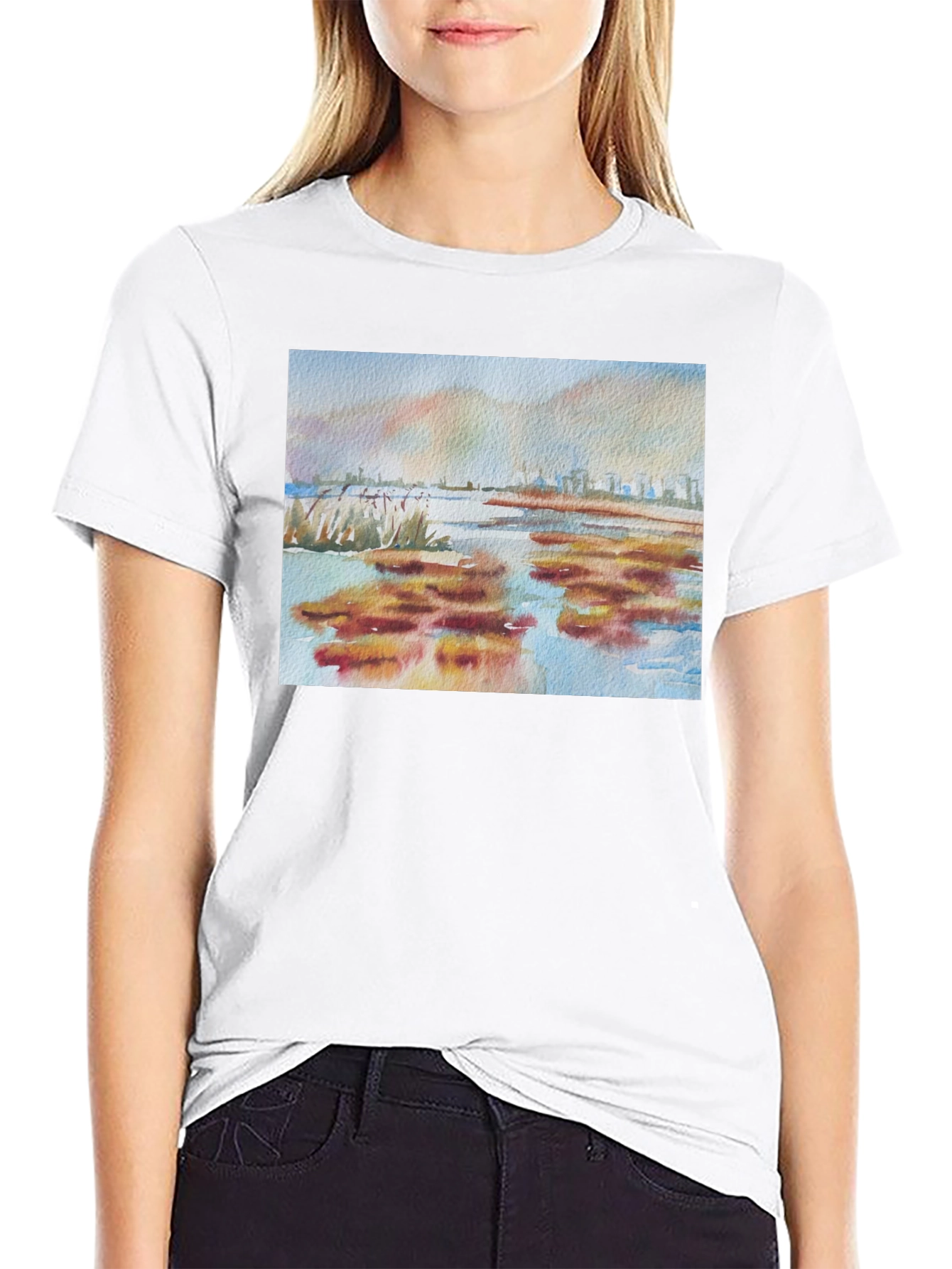 Black Watercolor Landscape Tee - Artistic Comfort view 9