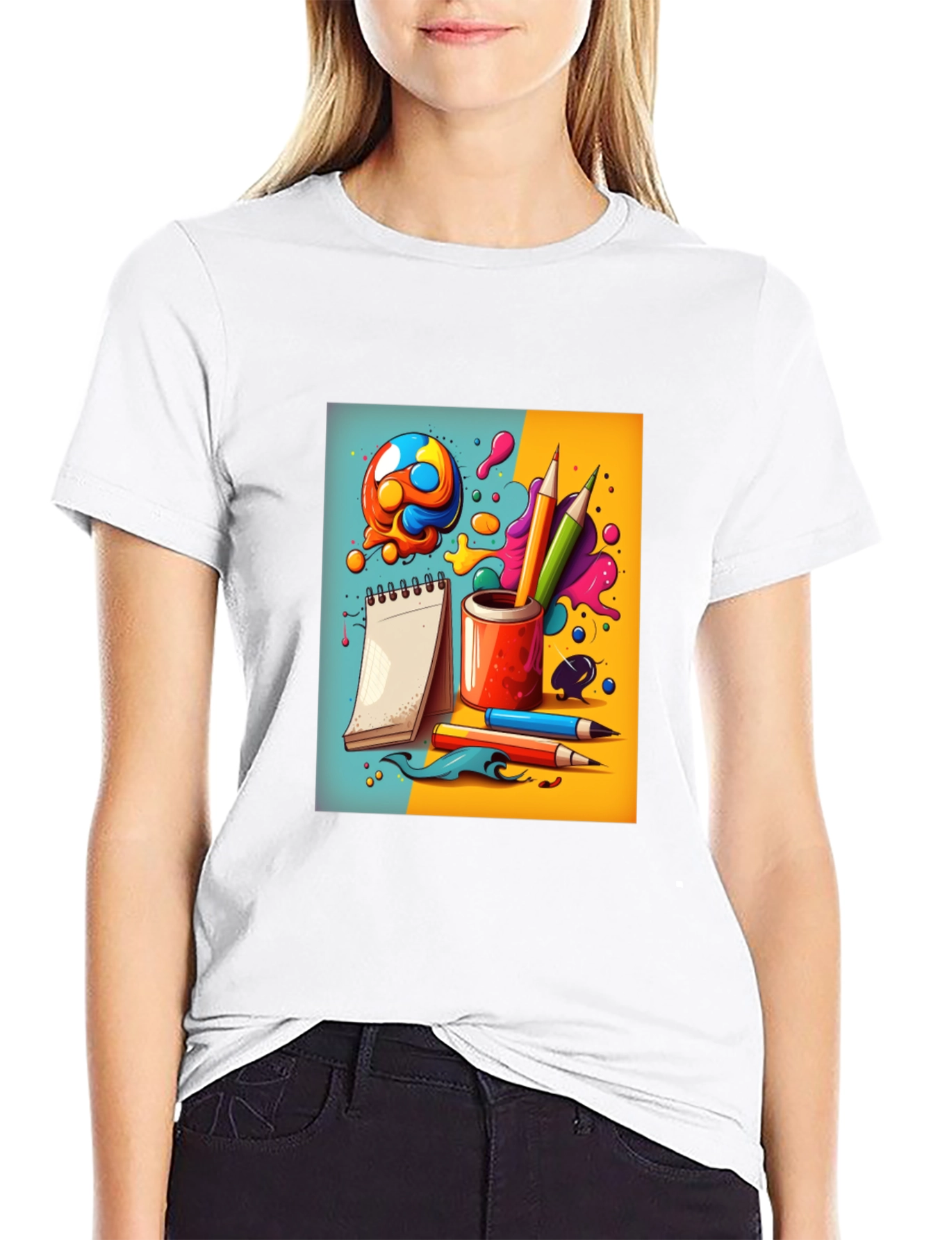 Black Creative Doodles Graphic T-Shirt - Artist's Dream view 9