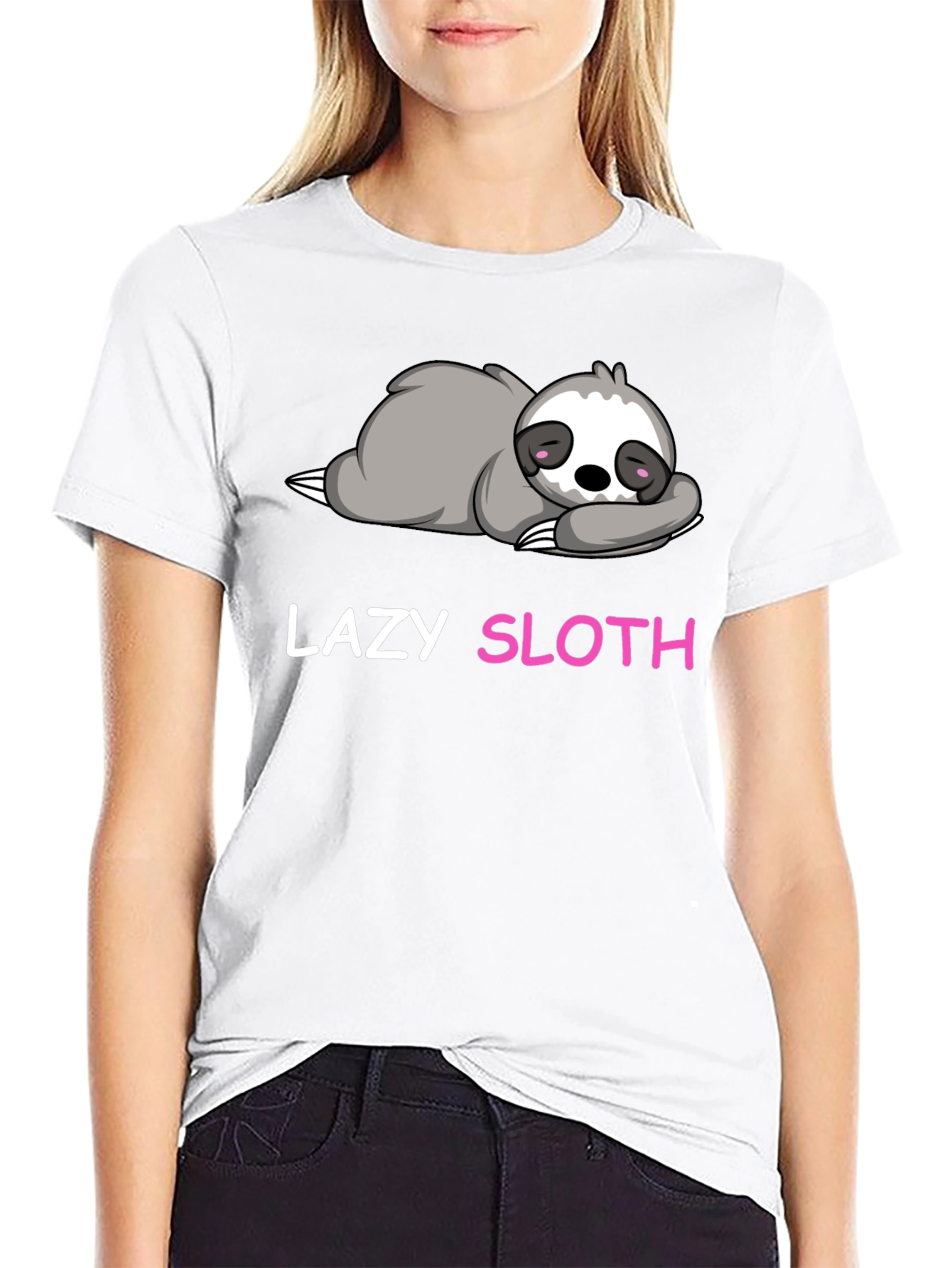 Black Lazy Sloth Graphic T-Shirt view 9
