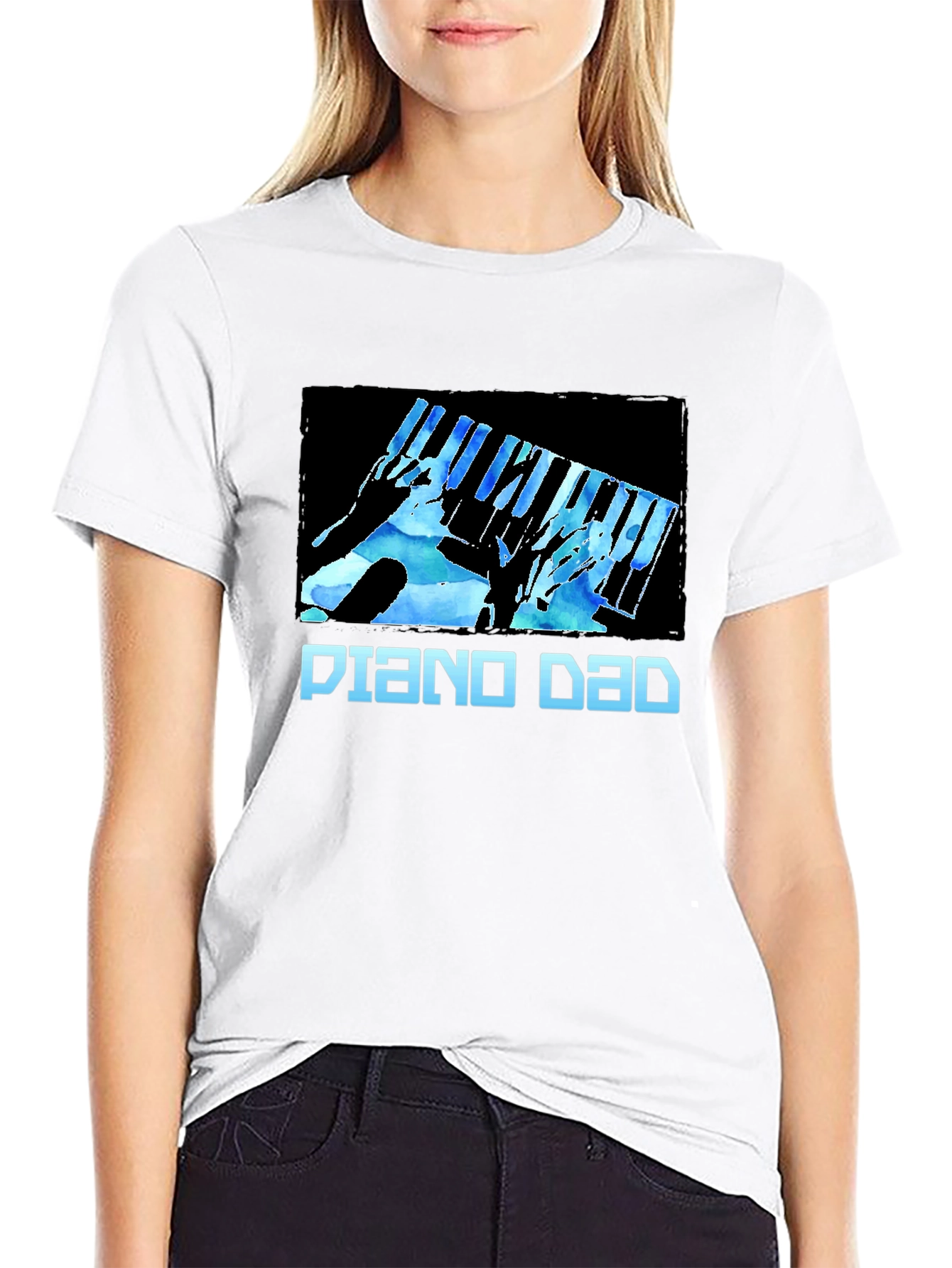 Black Piano Dad Graphic T-Shirt - Musician's Gift view 9