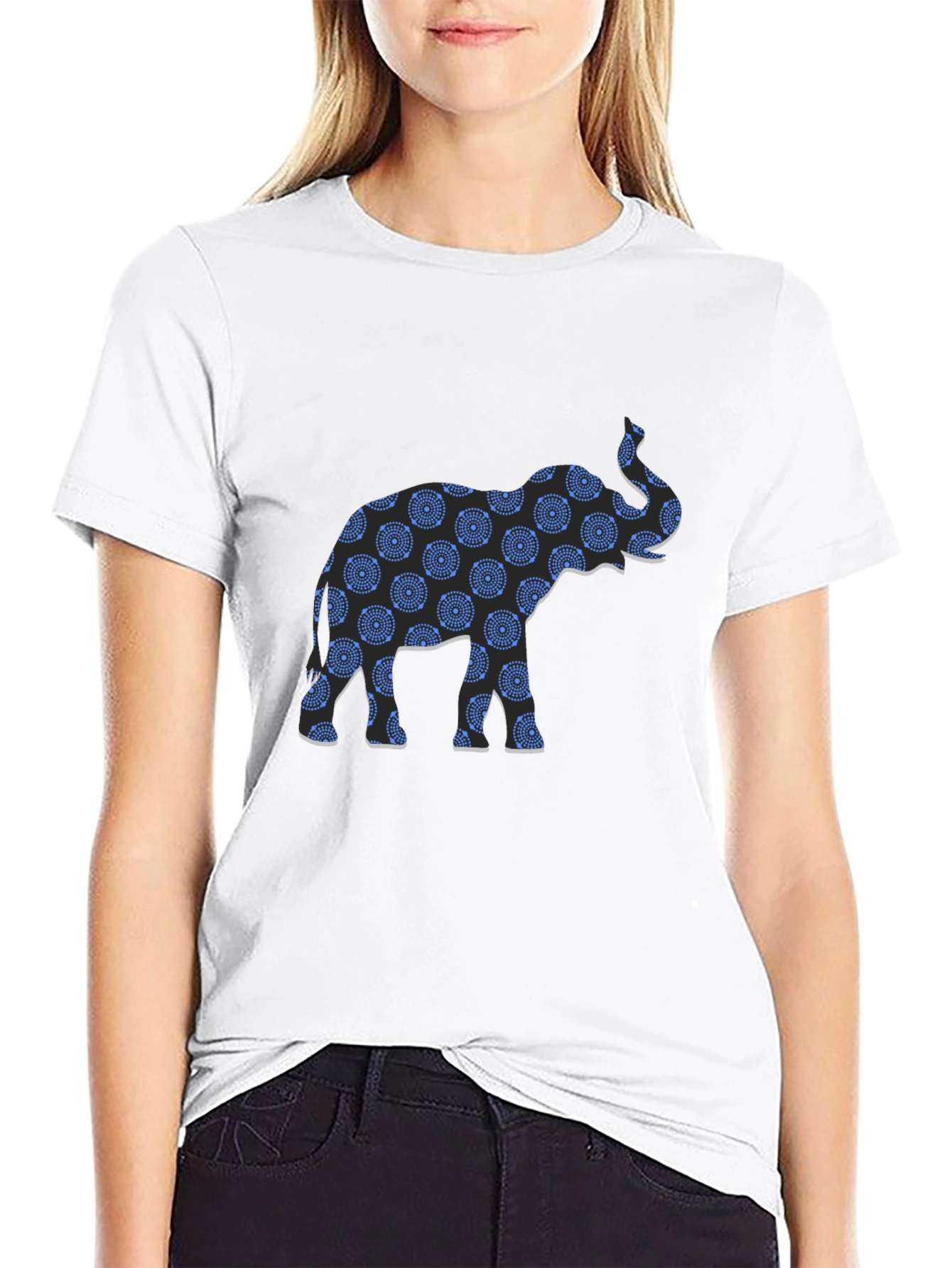 Black Elephant Print Black T-Shirt view 9