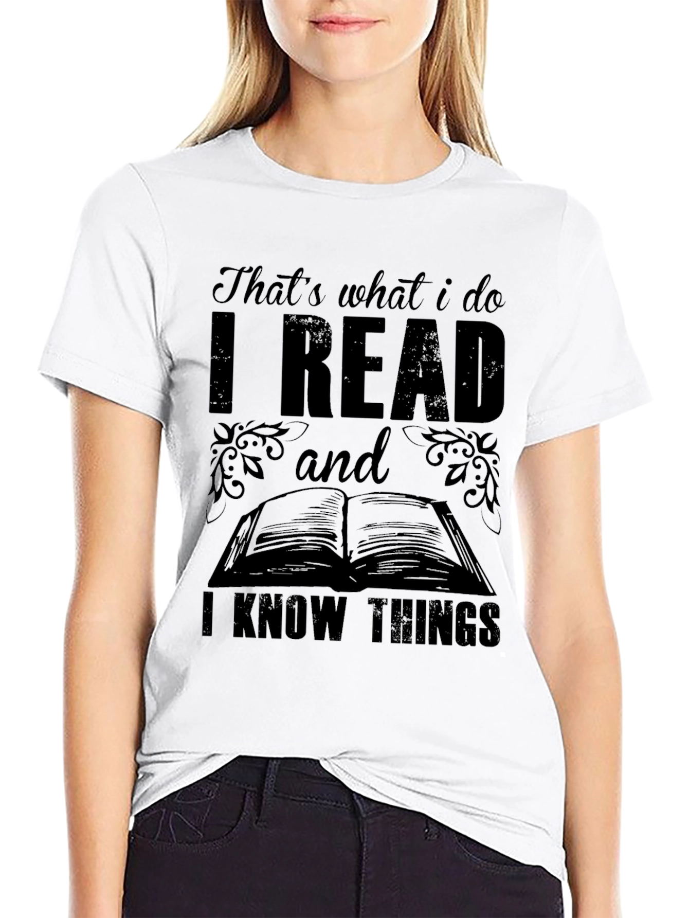 Black I Read and I Know Things Black T-Shirt view 9