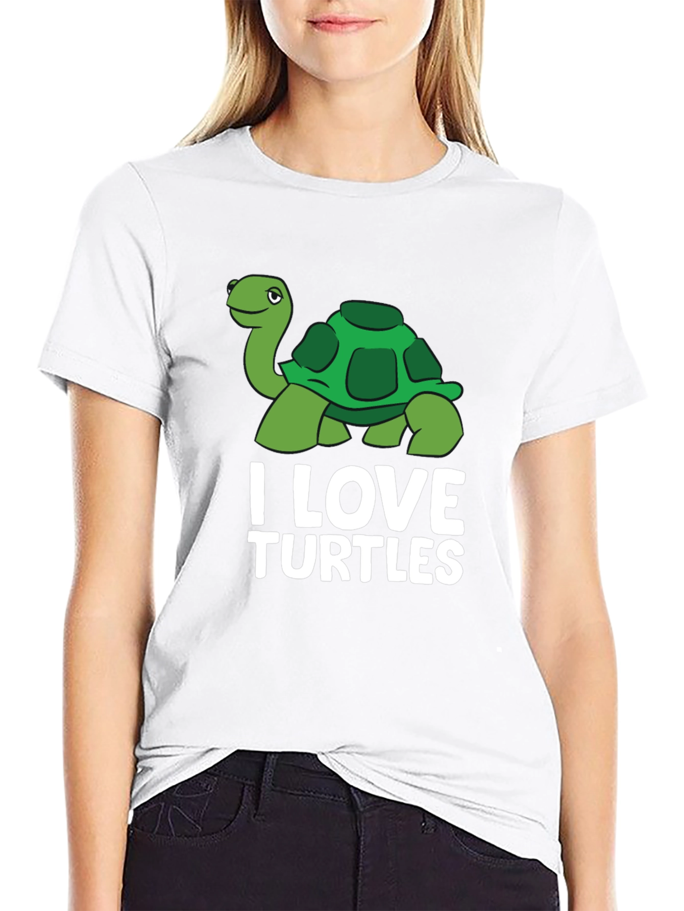 Black I Love Turtles Graphic T-Shirt view 9