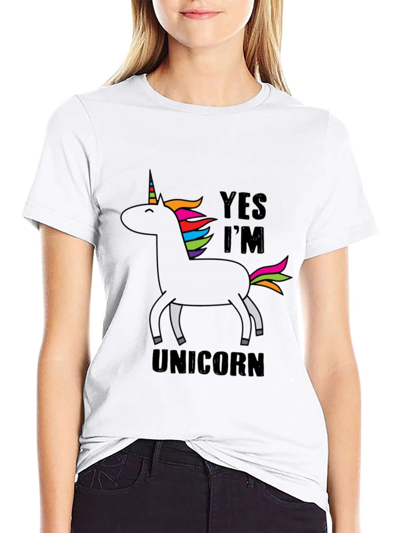 Black Yes I'm a Unicorn T-Shirt - Graphic Tee view 9
