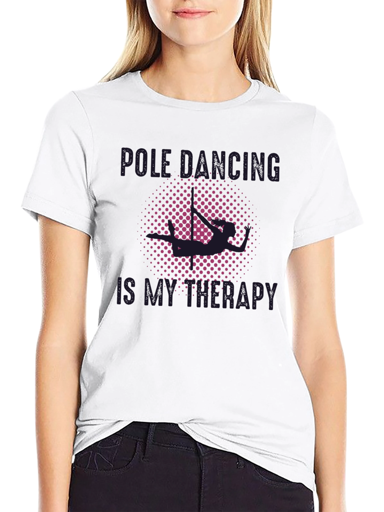 Black Pole Dancing Therapy T-Shirt - Black view 9