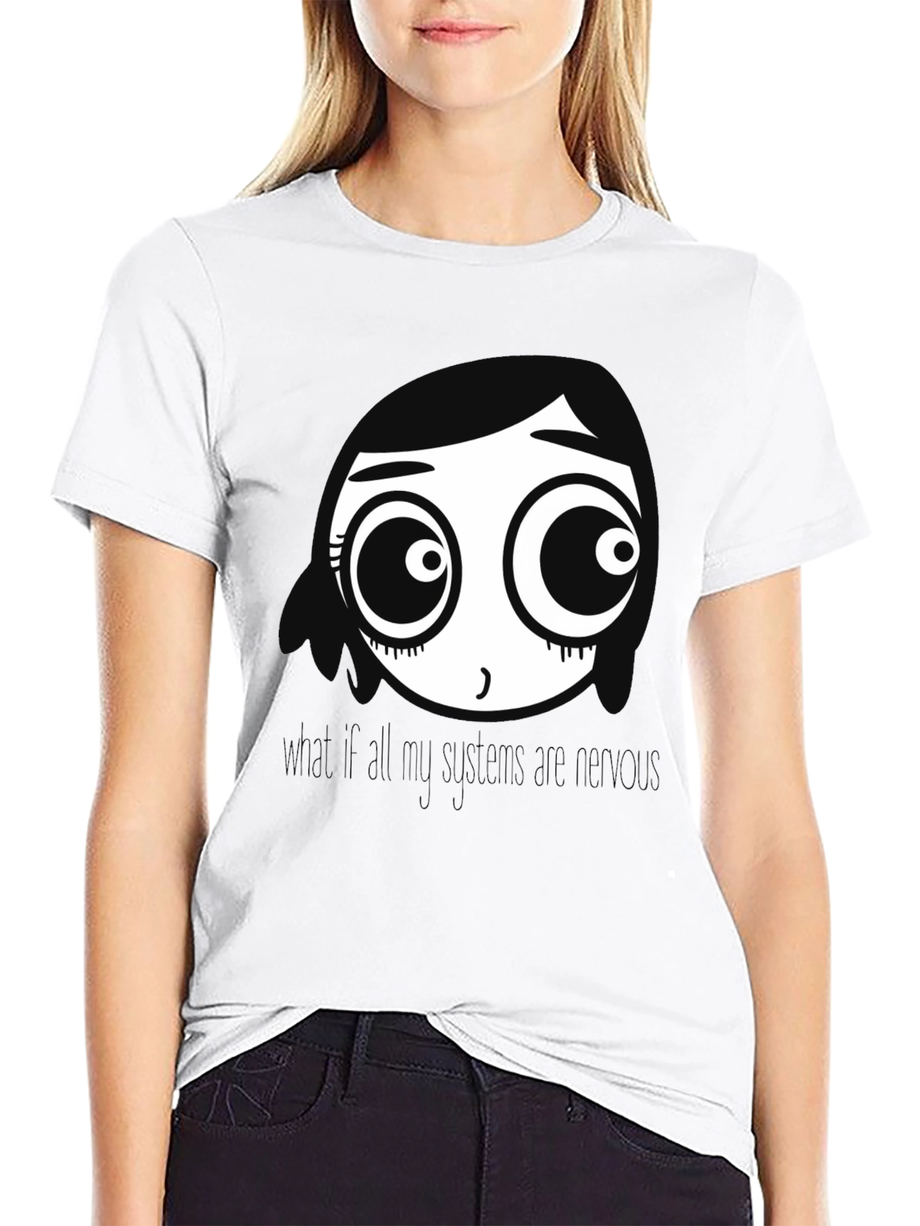 Black Cartoon Face Black T-Shirt view 9