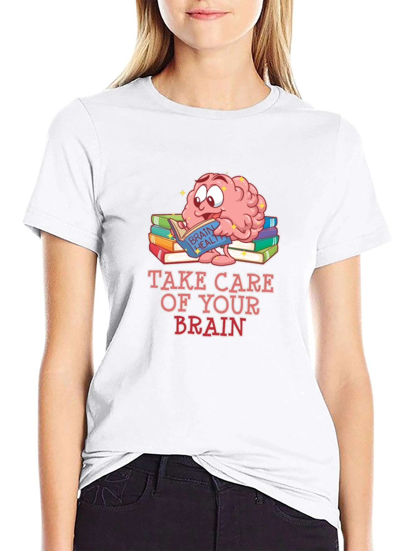Black Take Care of Your Brain T-Shirt view 9