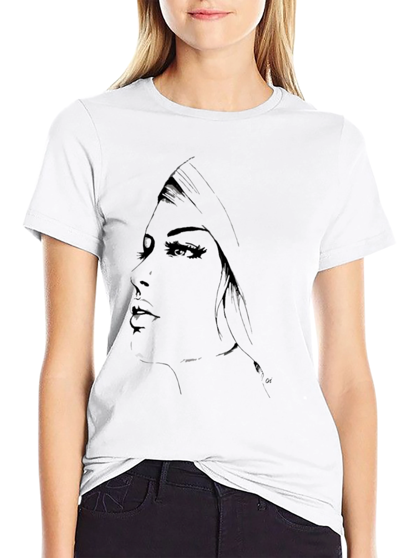 Black Elegant Woman Graphic T-Shirt view 9